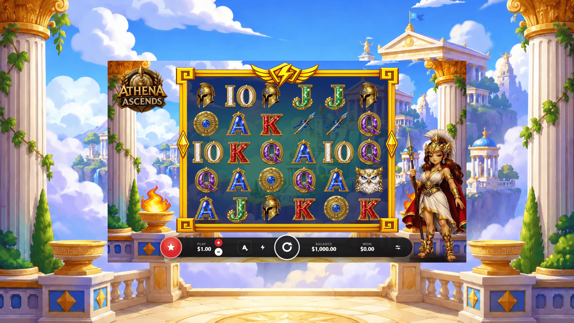 Athena Ascends slot gameplay reels