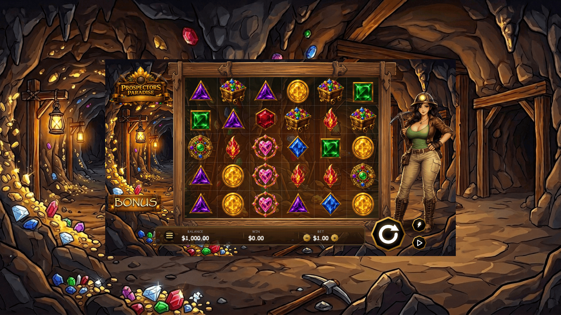 Prospectors Paradise slot gameplay reels