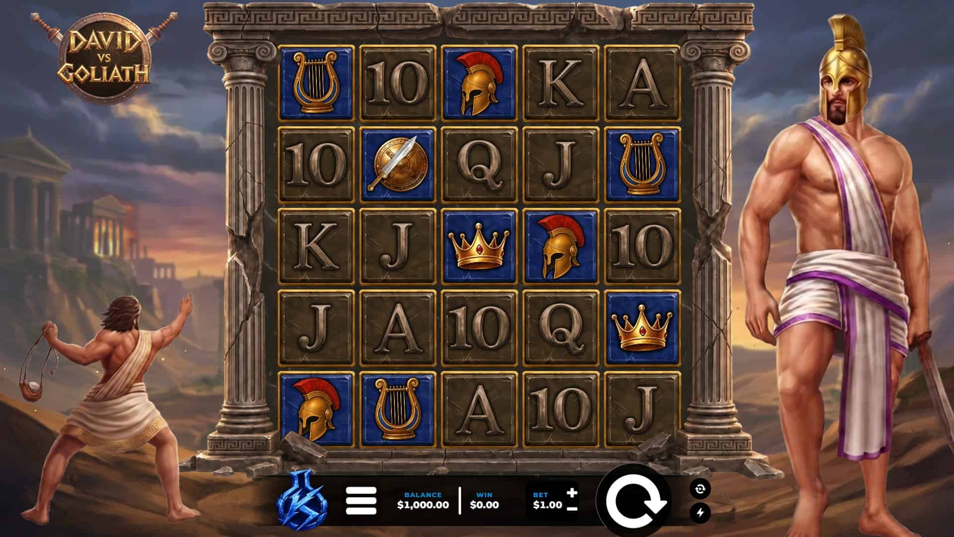 David VS Goliath slot gameplay reels