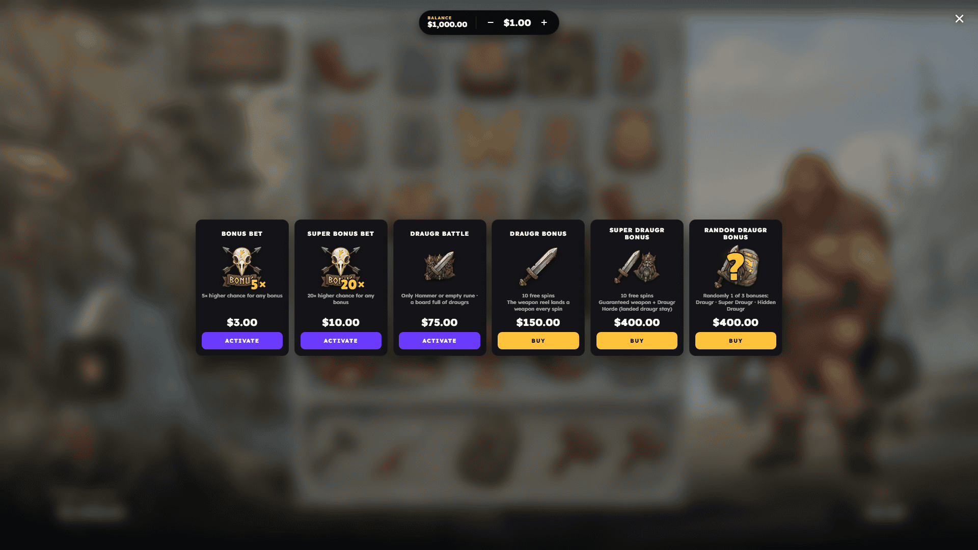 Brave North bonus buy menu