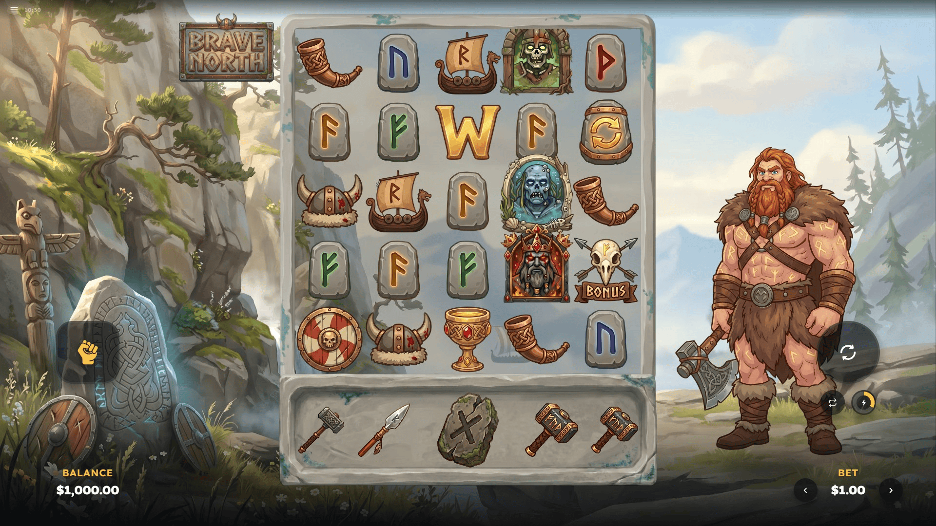 Brave North slot gameplay reels
