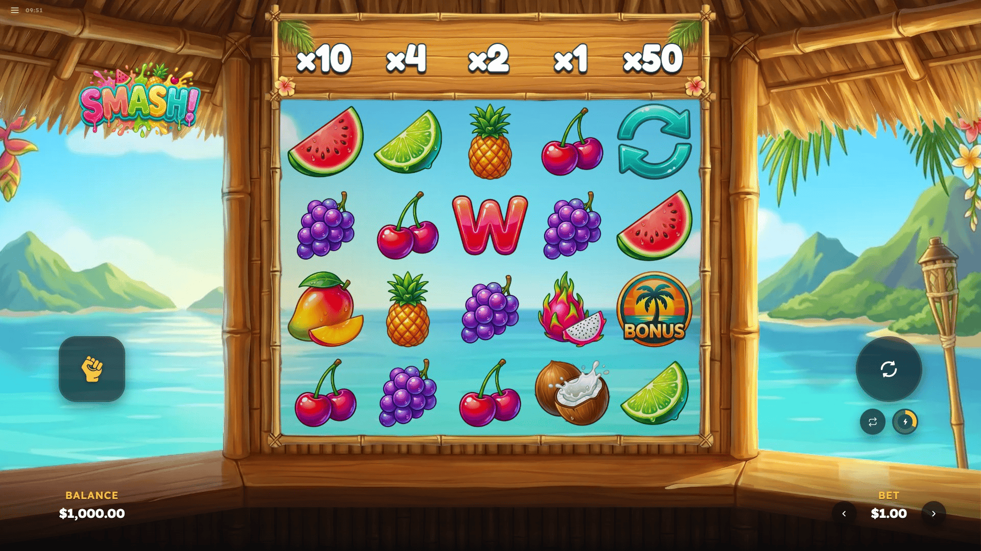 Smash! slot gameplay reels