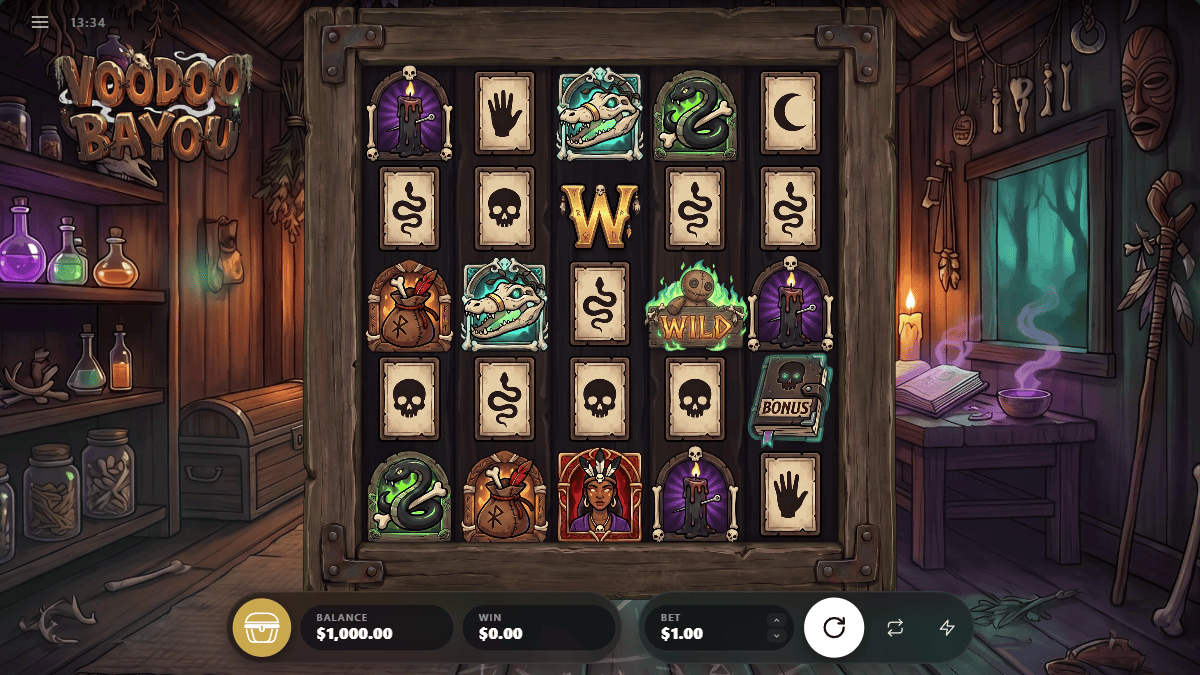 Voodoo Bayou slot gameplay reels