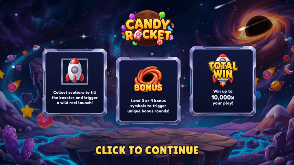 Knockoutlabs candy rocket intro screen