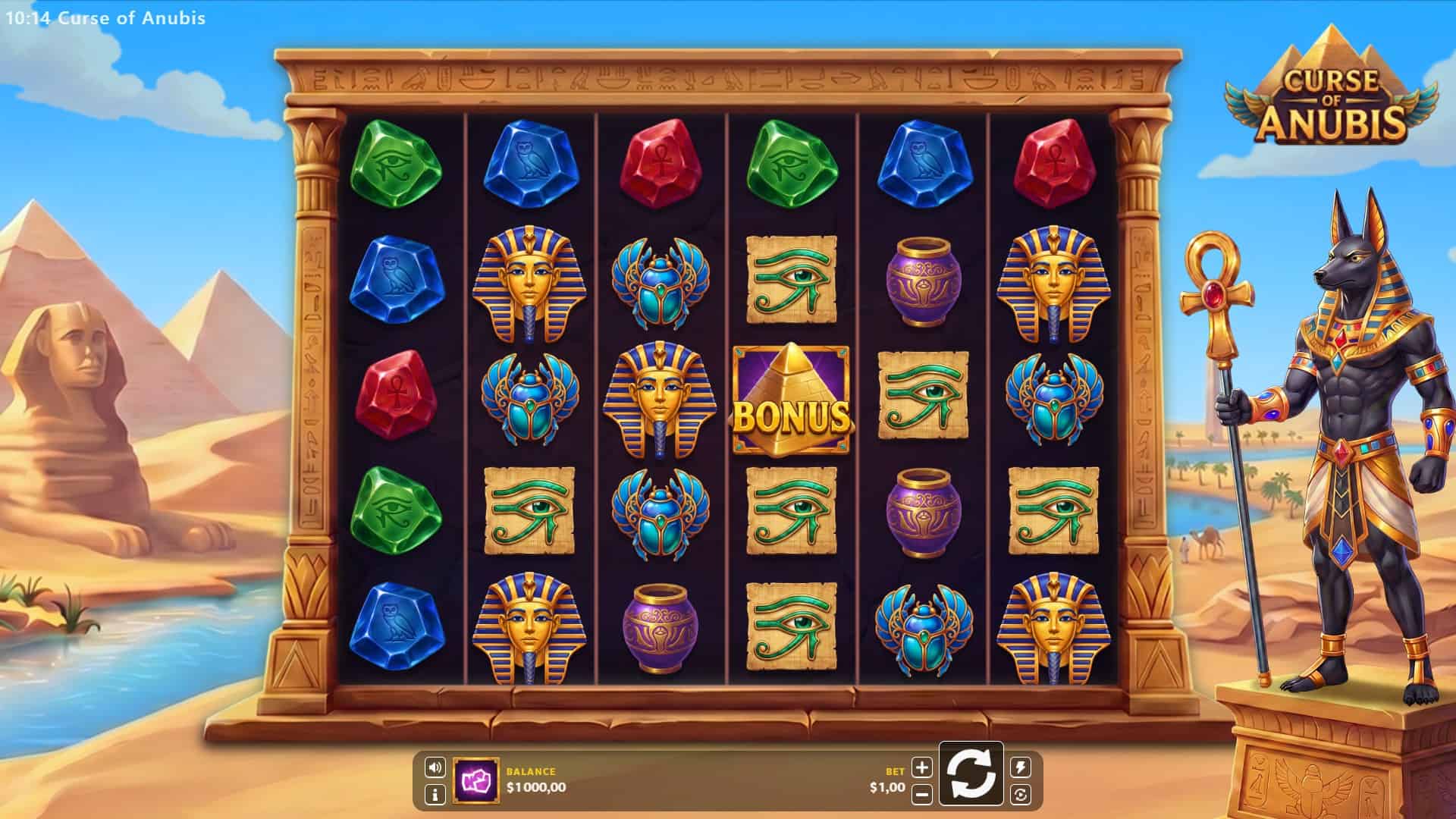 Curse of Anubis slot gameplay reels