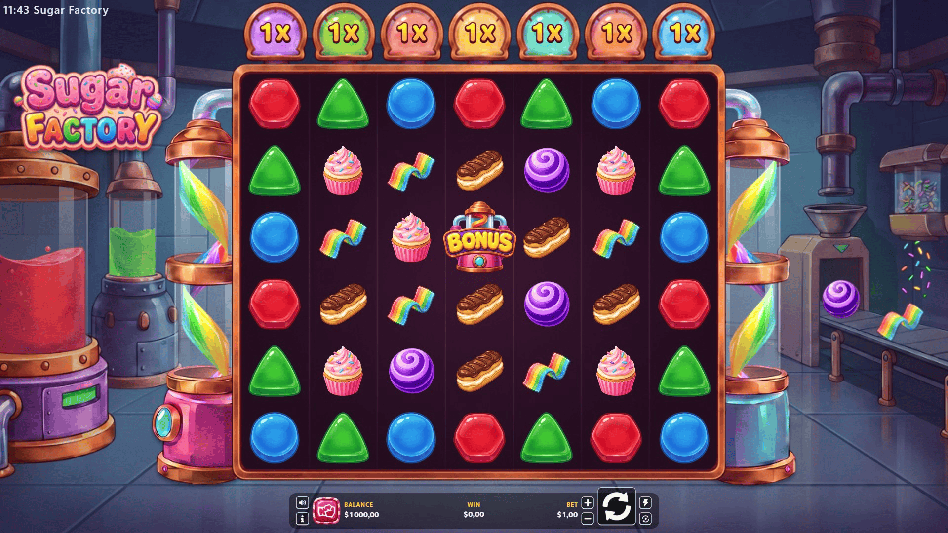 Sugar Factory slot gameplay reels