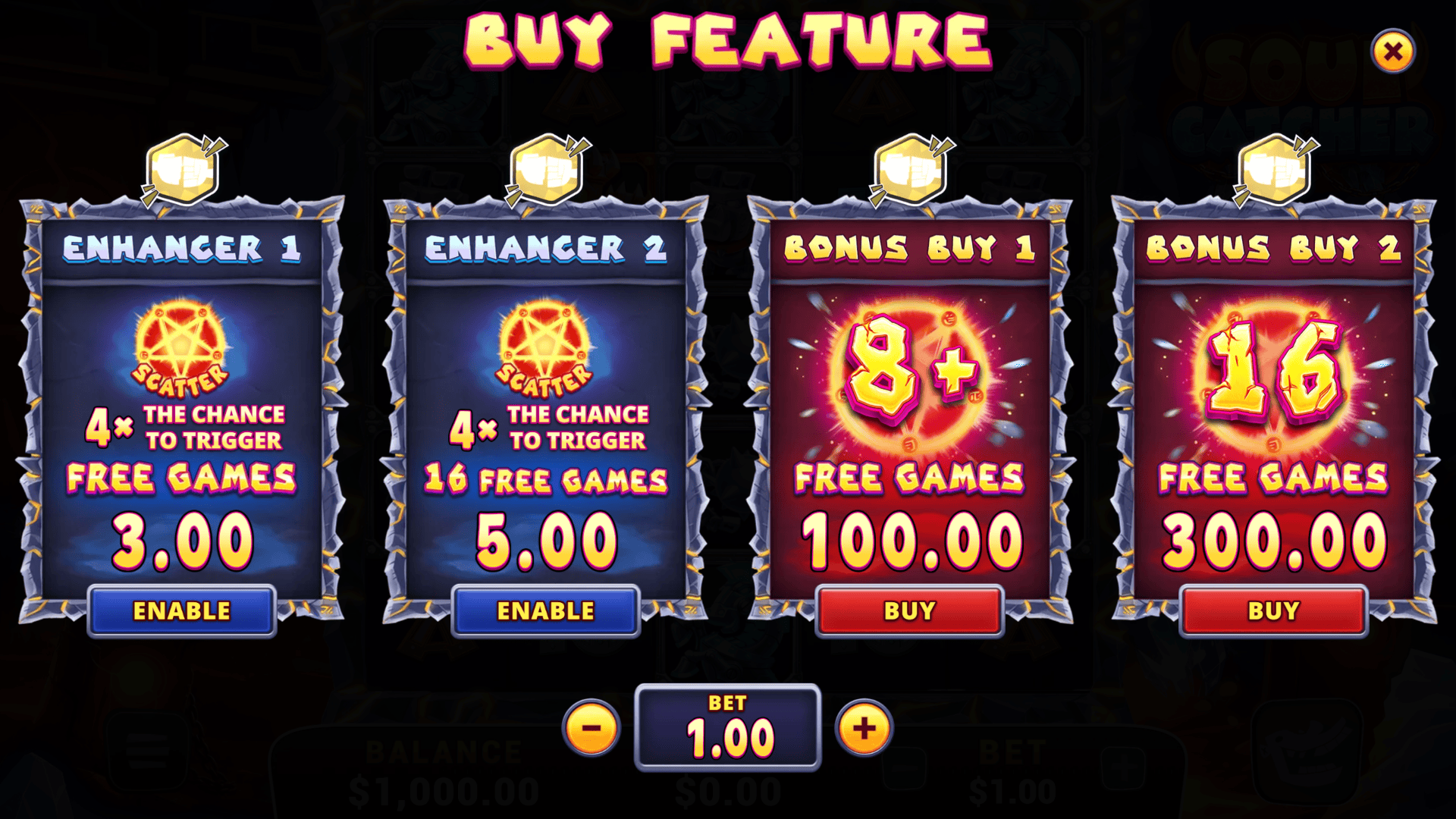 Soul Catcher bonus buy menu