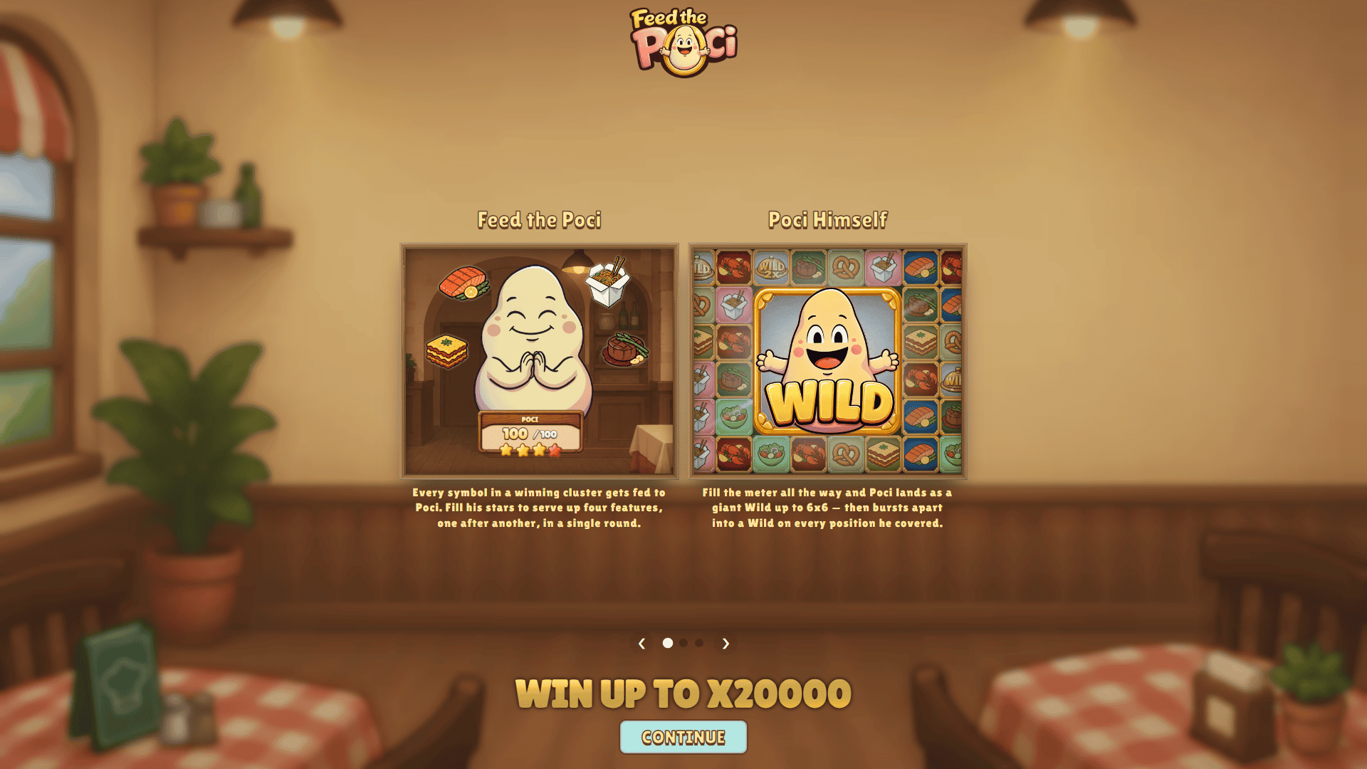Feed the Poci slot intro screen