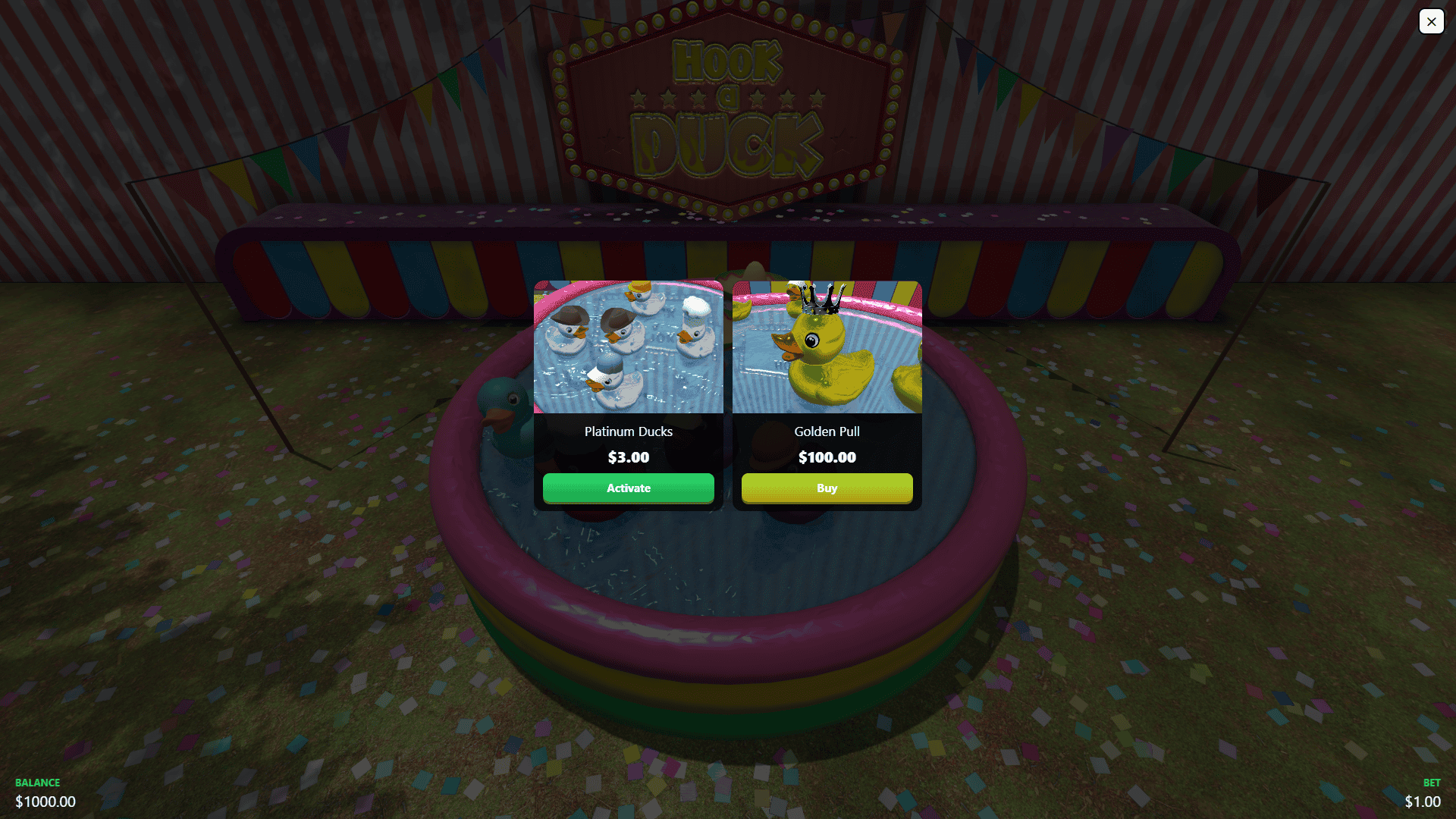 Hook a Duck bonus buy menu