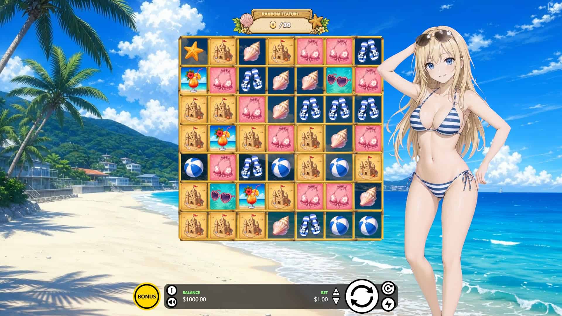 Kawaii Beach slot gameplay reels