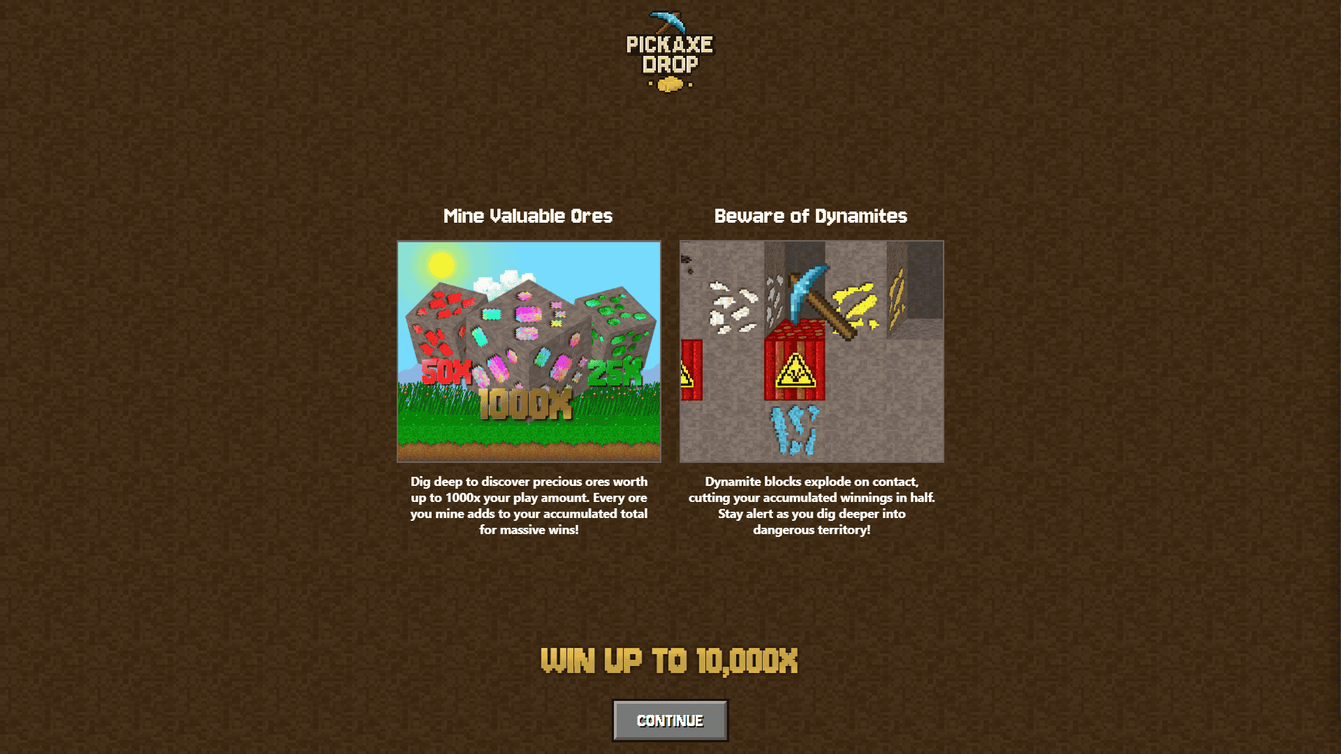 Pickaxe Drop slot intro screen
