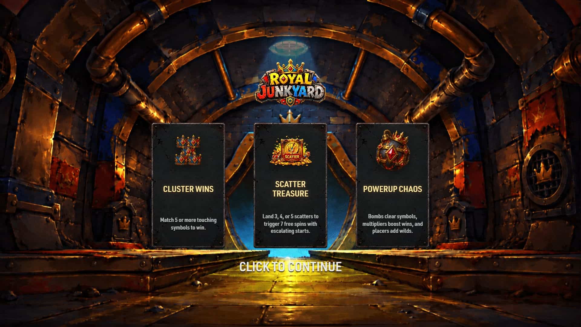 Royal Junkyard slot intro screen