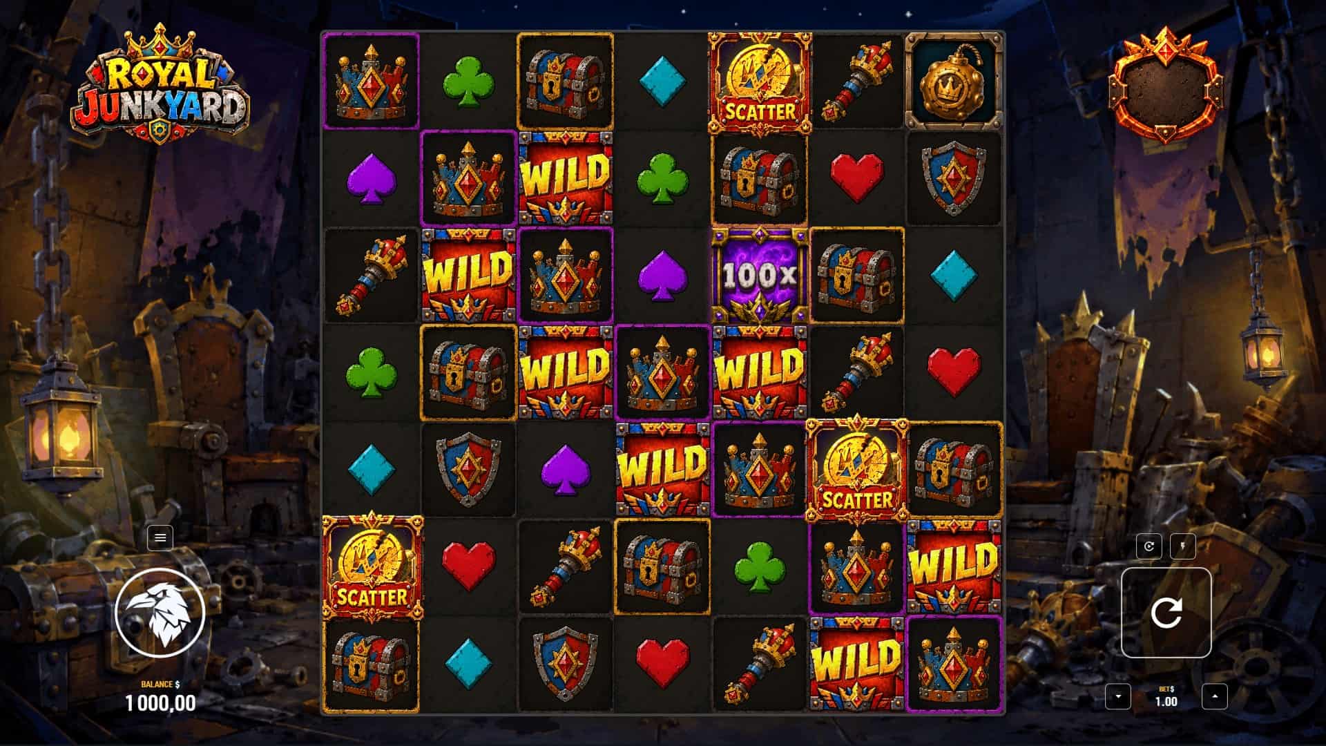 Royal Junkyard slot gameplay reels