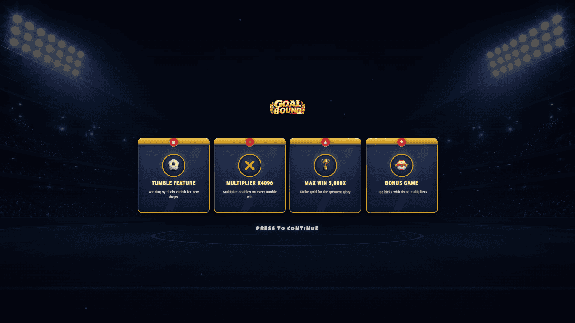 Goal Bound slot intro screen