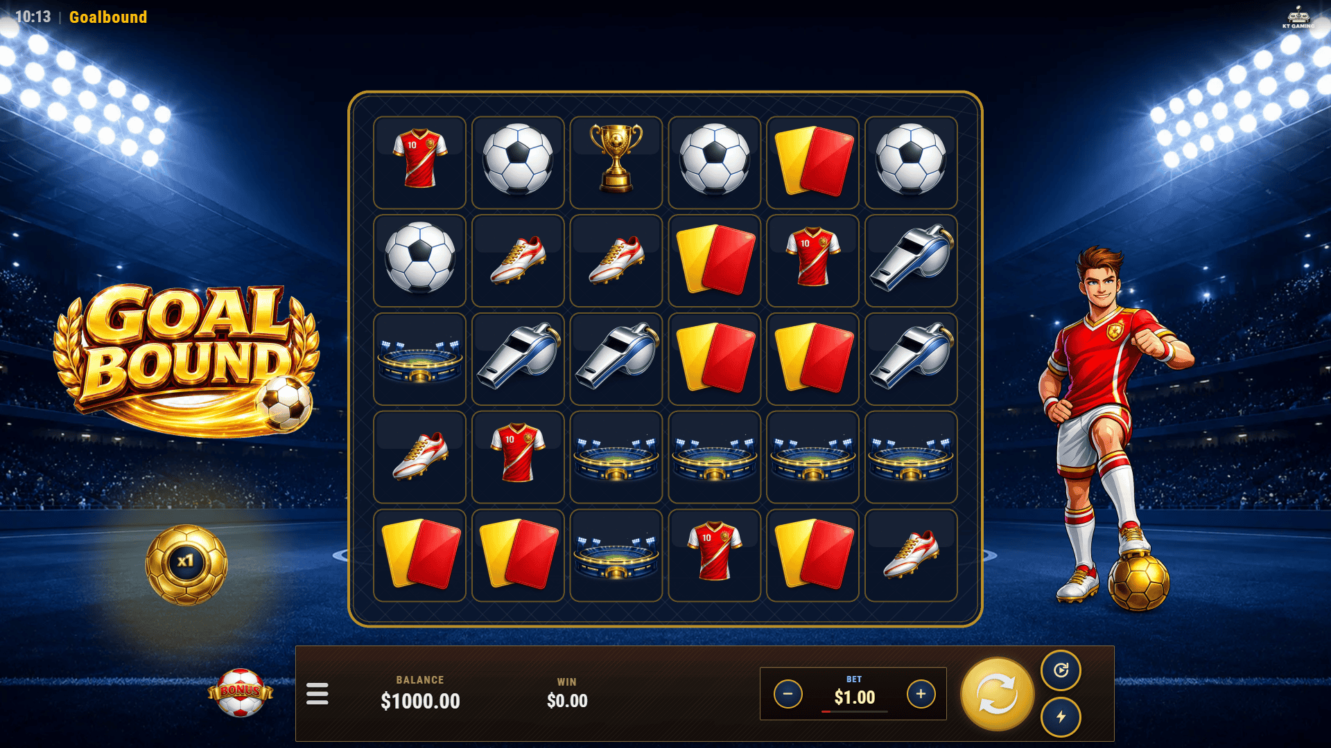 Goal Bound slot gameplay reels