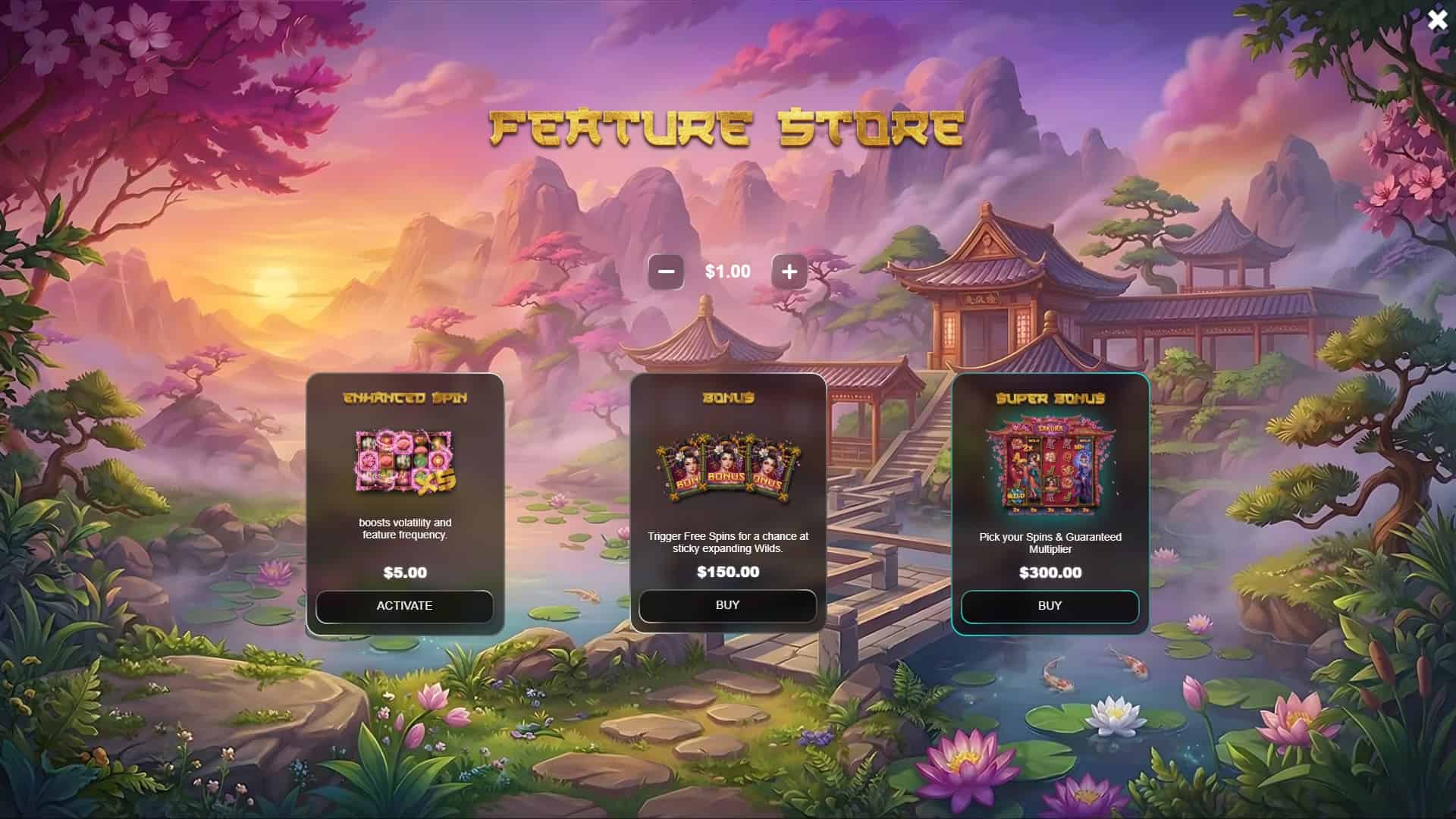Sakura bonus buy menu