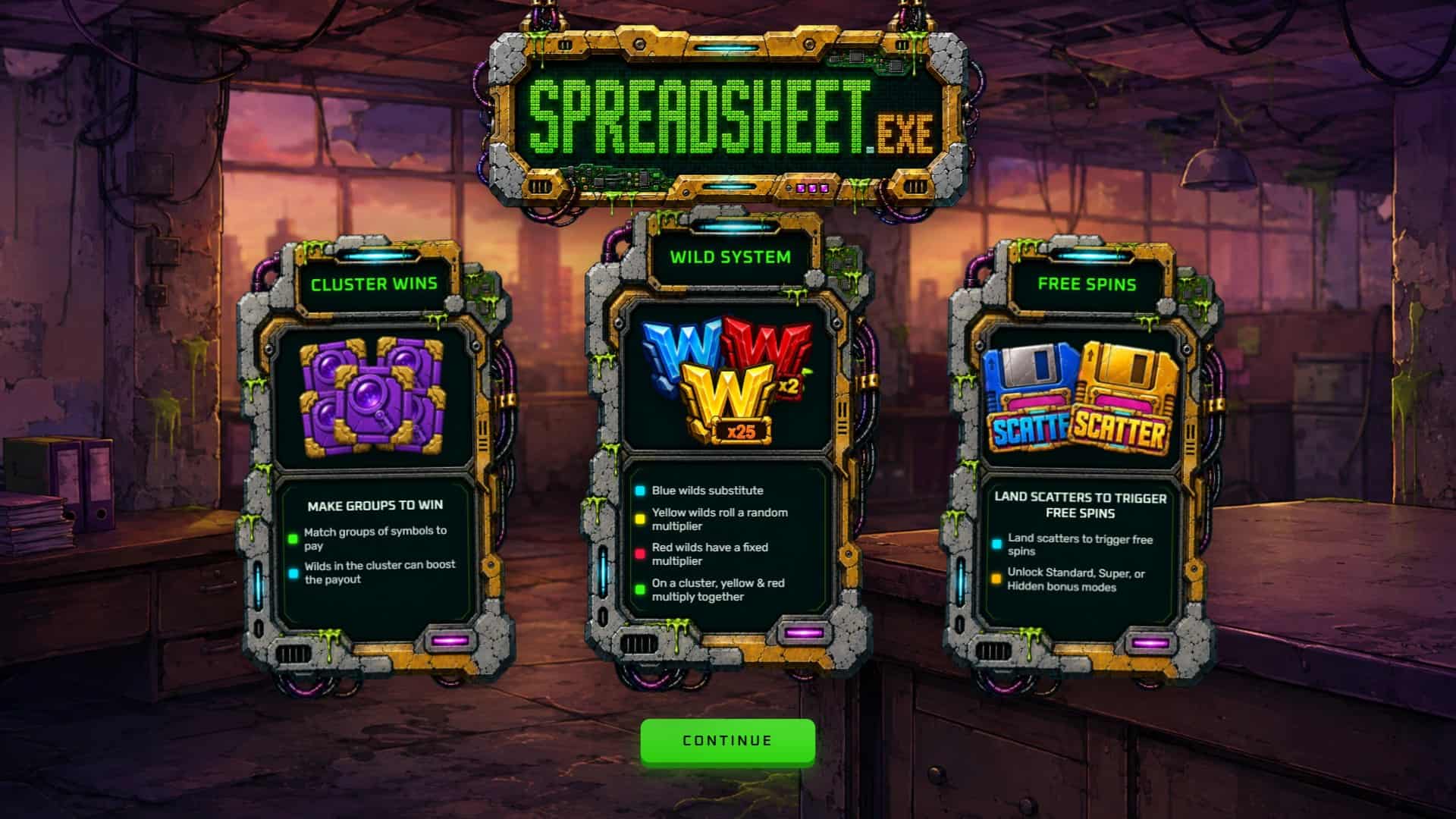 spreadsheet.exe slot intro screen