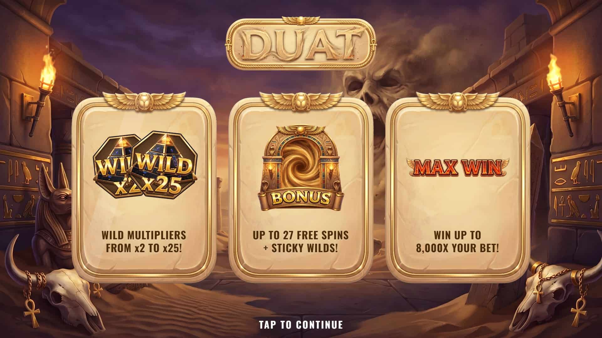Duat slot intro screen
