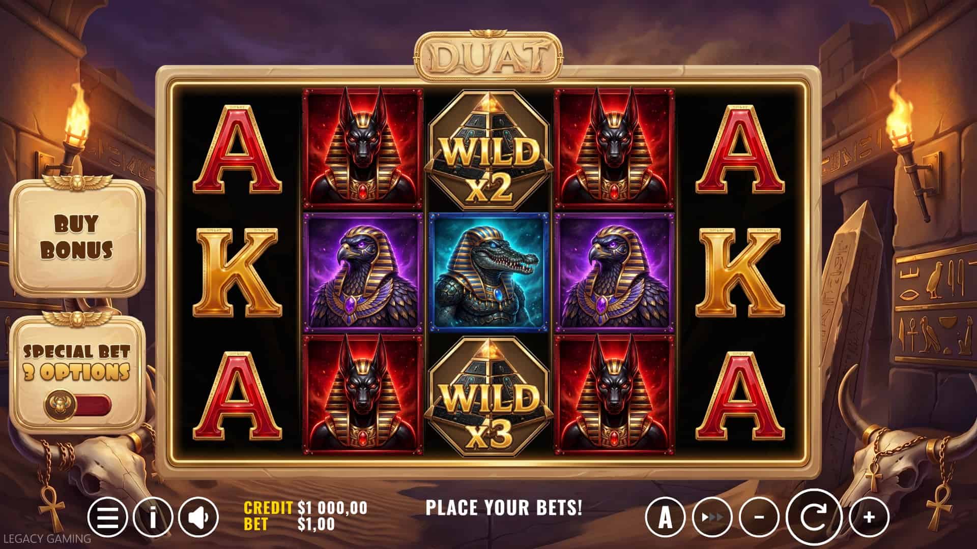 Duat slot gameplay reels