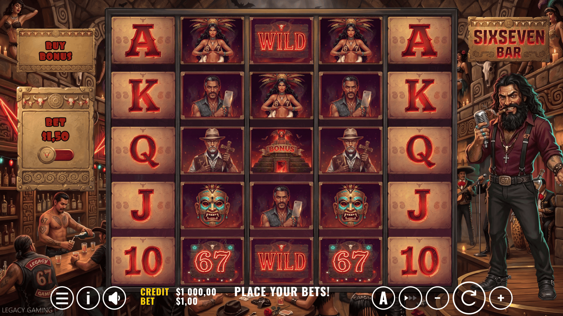 Six Seven Bar slot gameplay reels