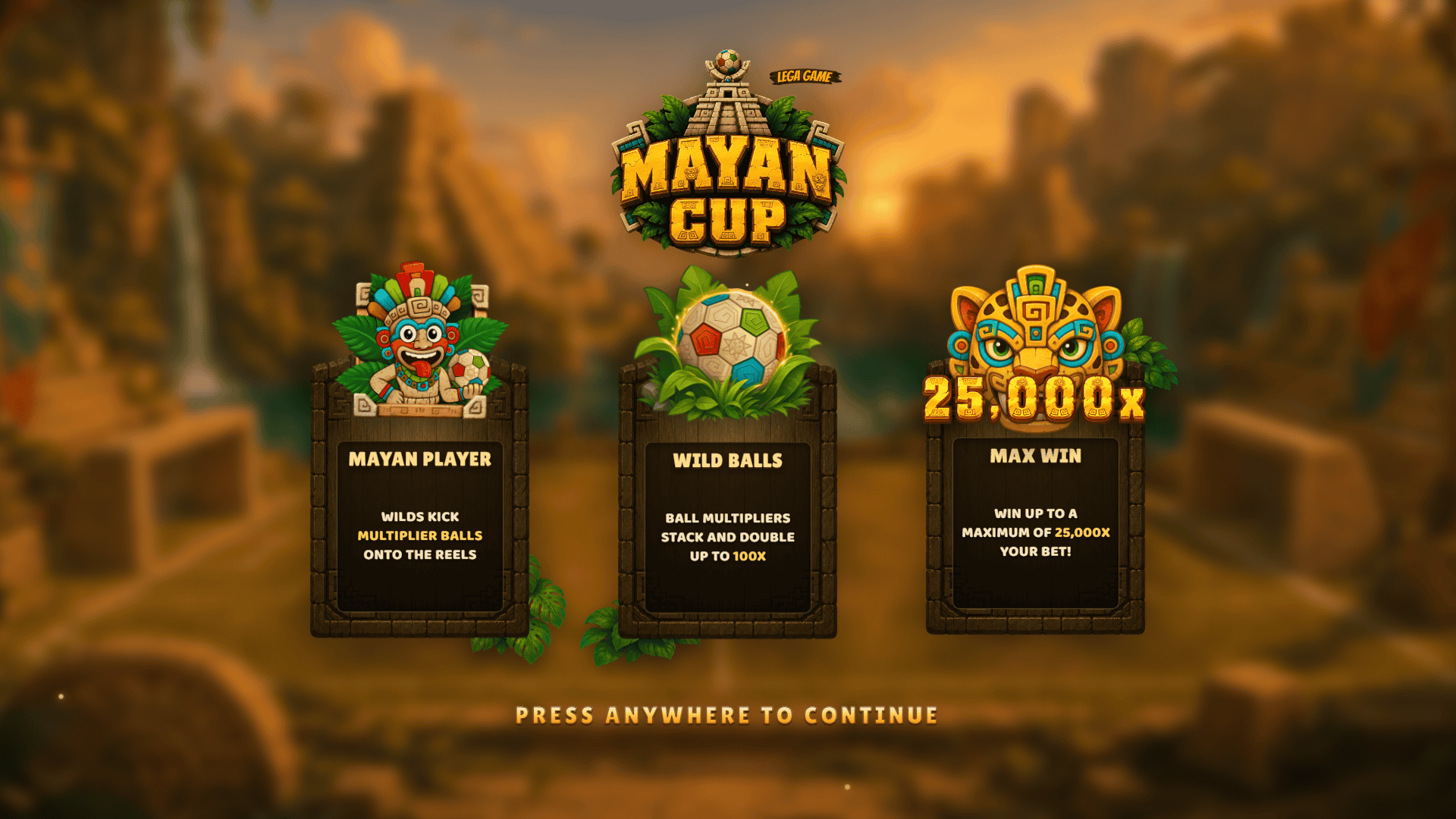 Mayan Cup slot intro screen