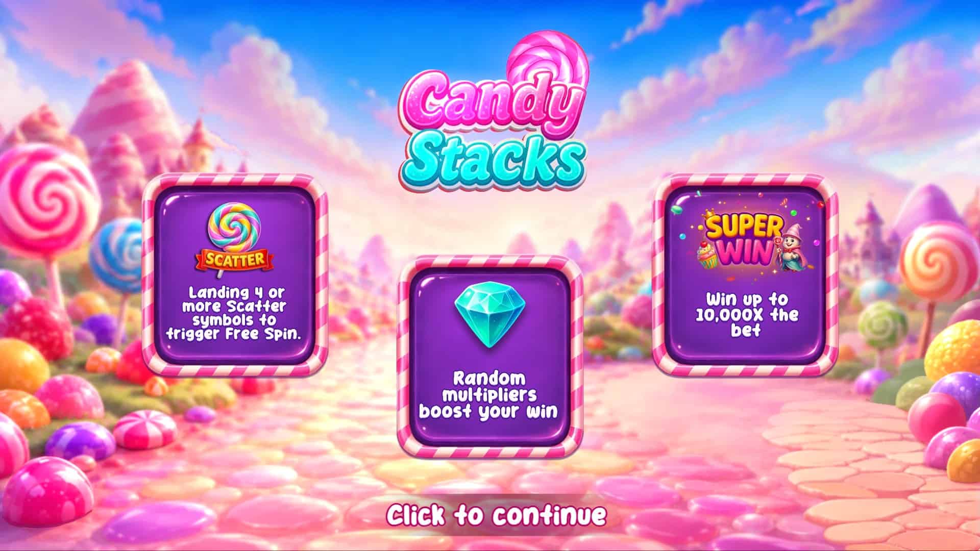 Candy Stacks slot intro screen