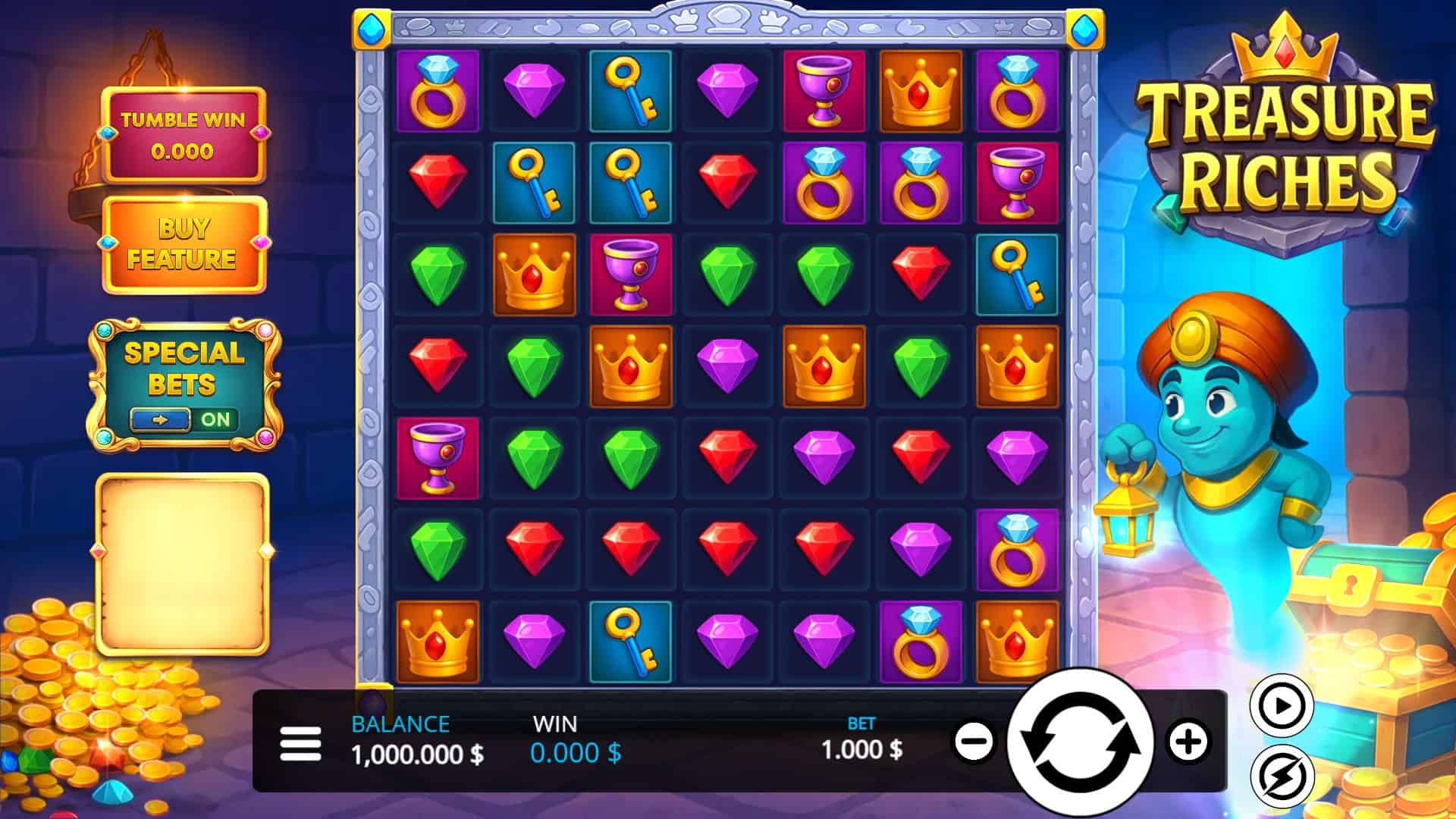 Treasure Riches slot gameplay reels