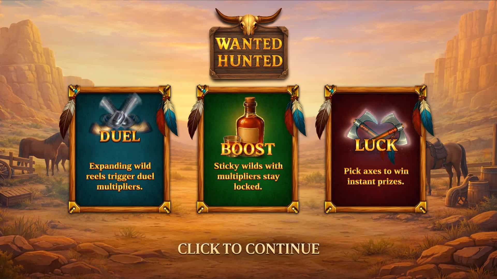 Wanted Hunted Bonus Buy slot intro screen