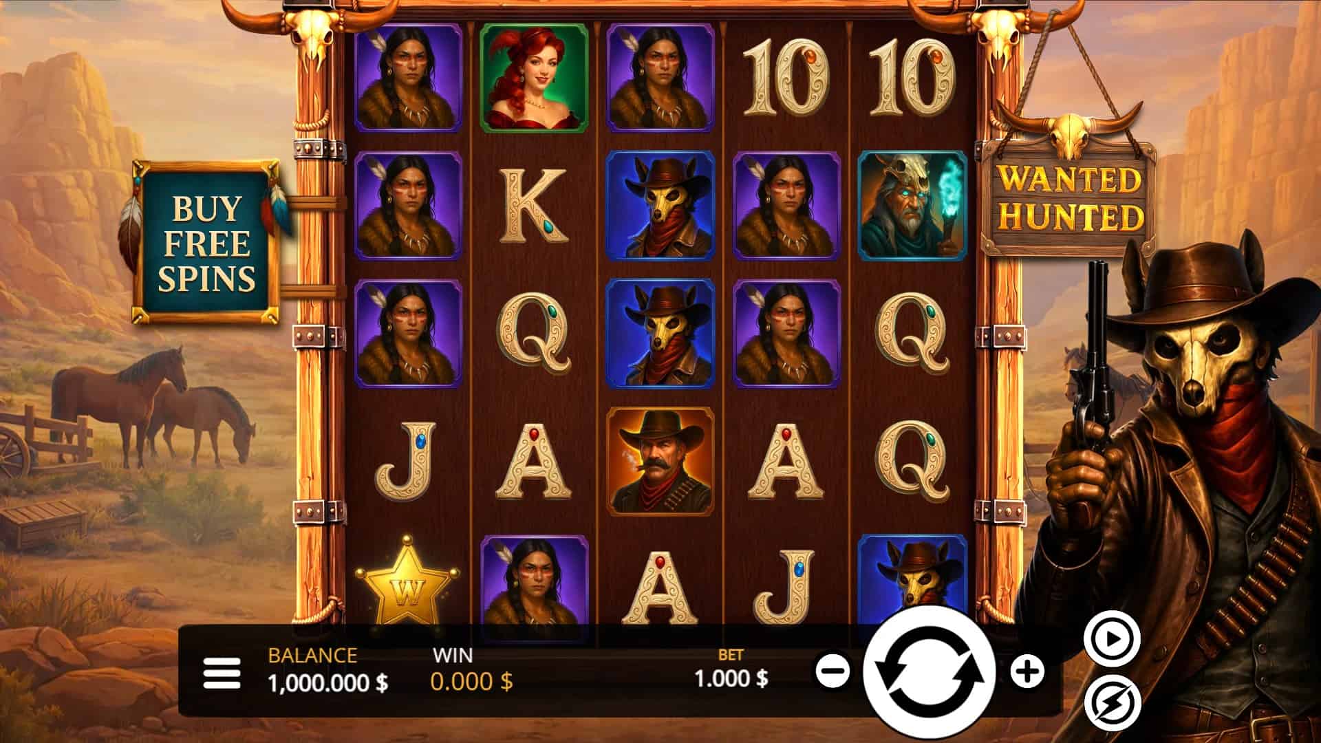 Wanted Hunted Bonus Buy slot gameplay reels