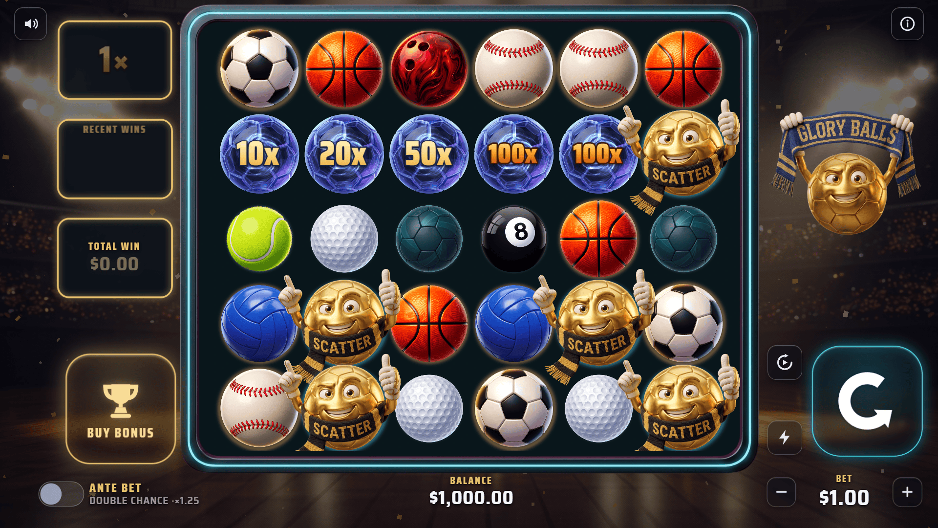 Glory Balls slot gameplay reels