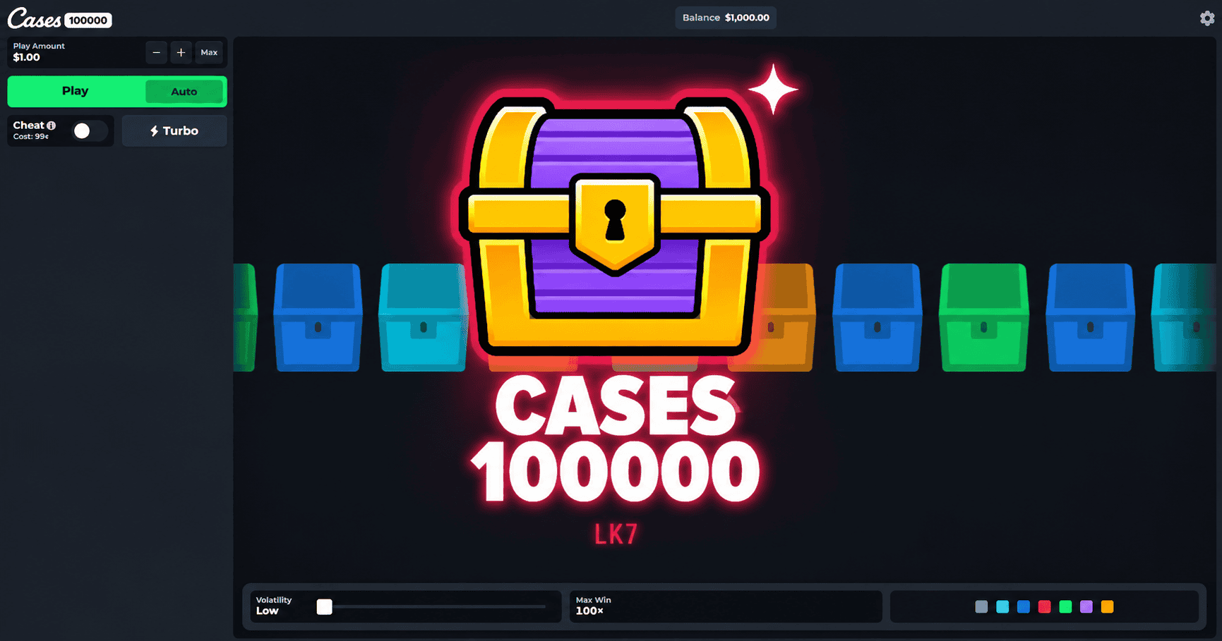 Cases 100000 Slot Demo by LK7 slot cover image