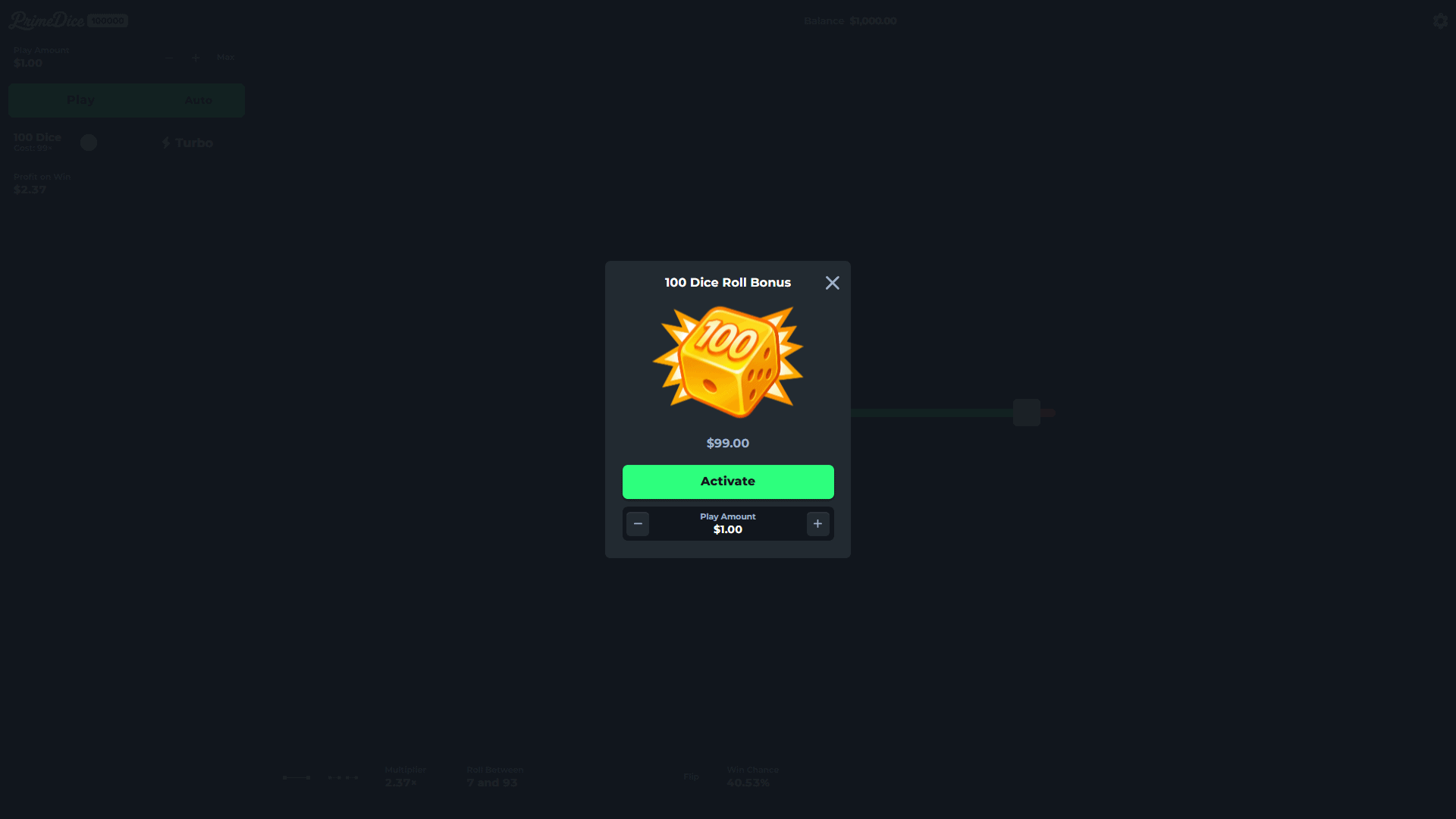 Primedice 100000 bonus buy menu