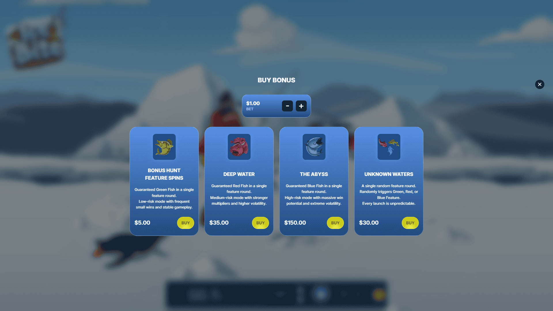 Ice Bite bonus buy menu