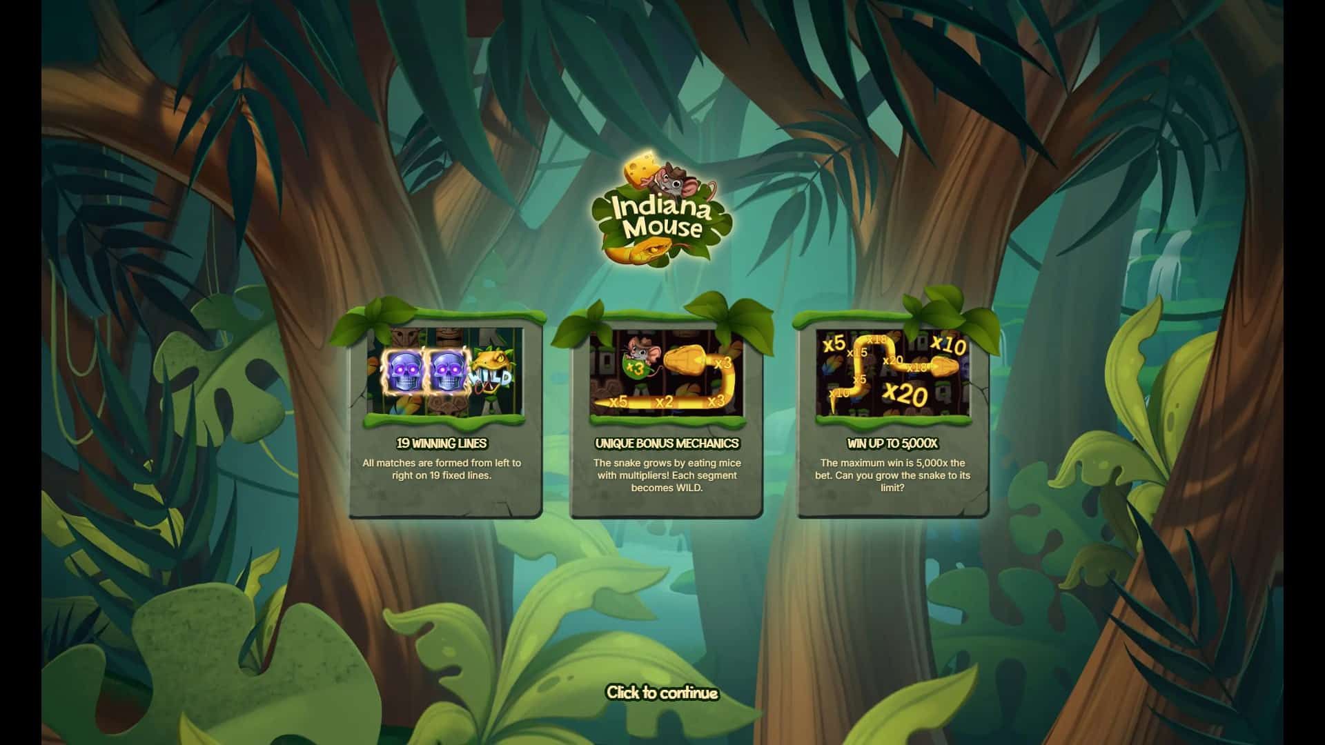 Indiana Mouse slot intro screen