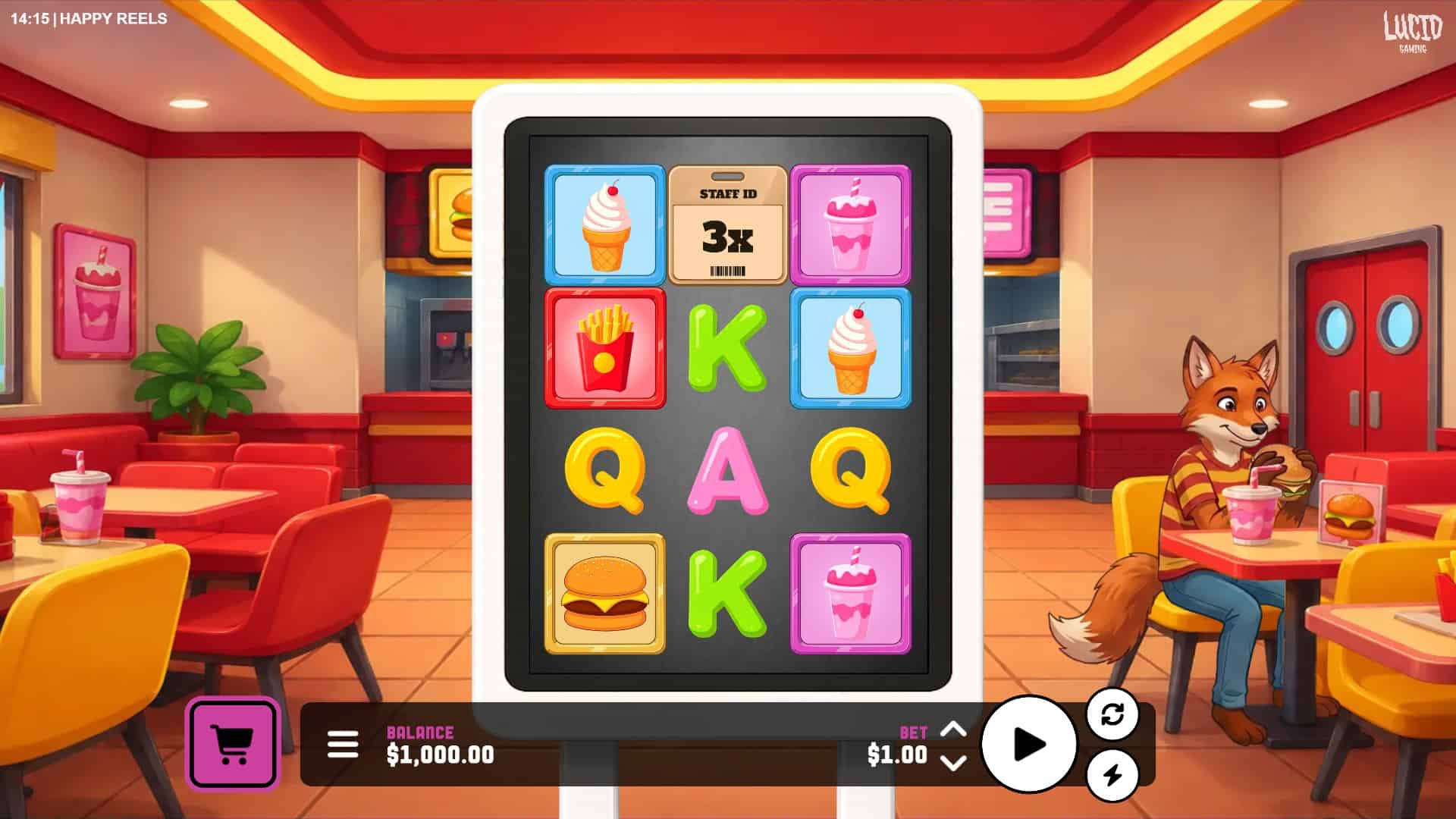 Happy Reels slot gameplay reels