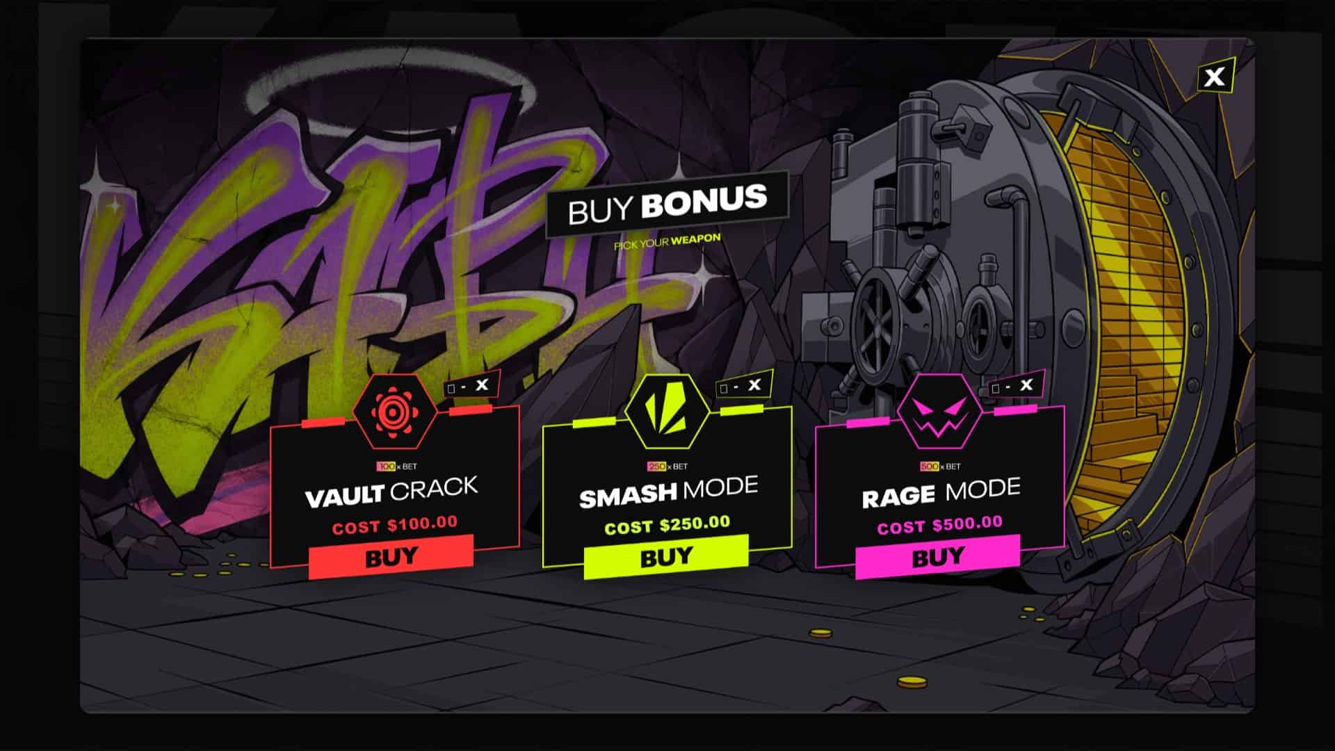 Kash Smash bonus buy menu