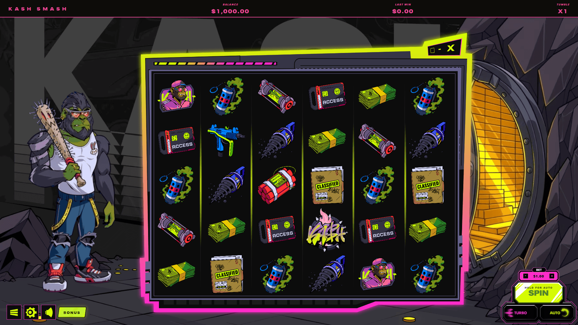 Kash Smash slot gameplay reels