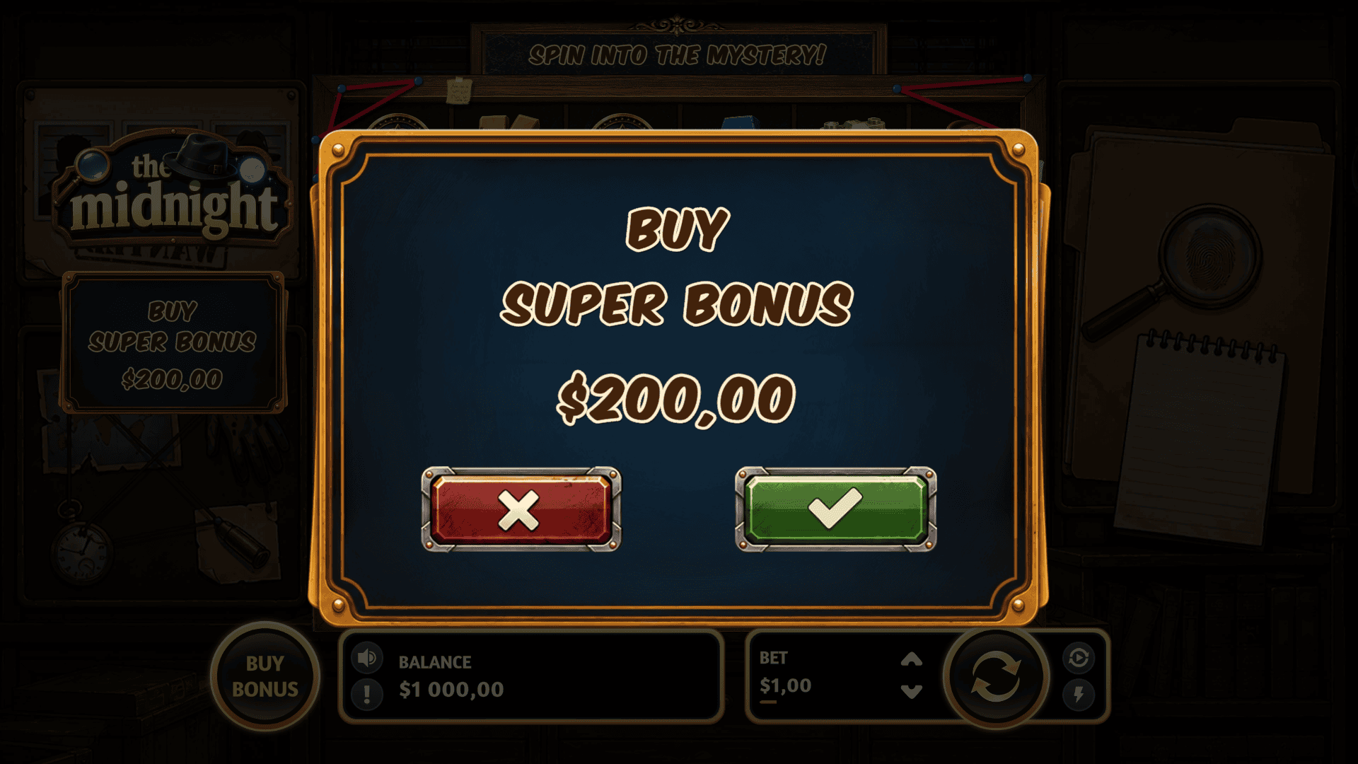 The Midnight bonus buy menu