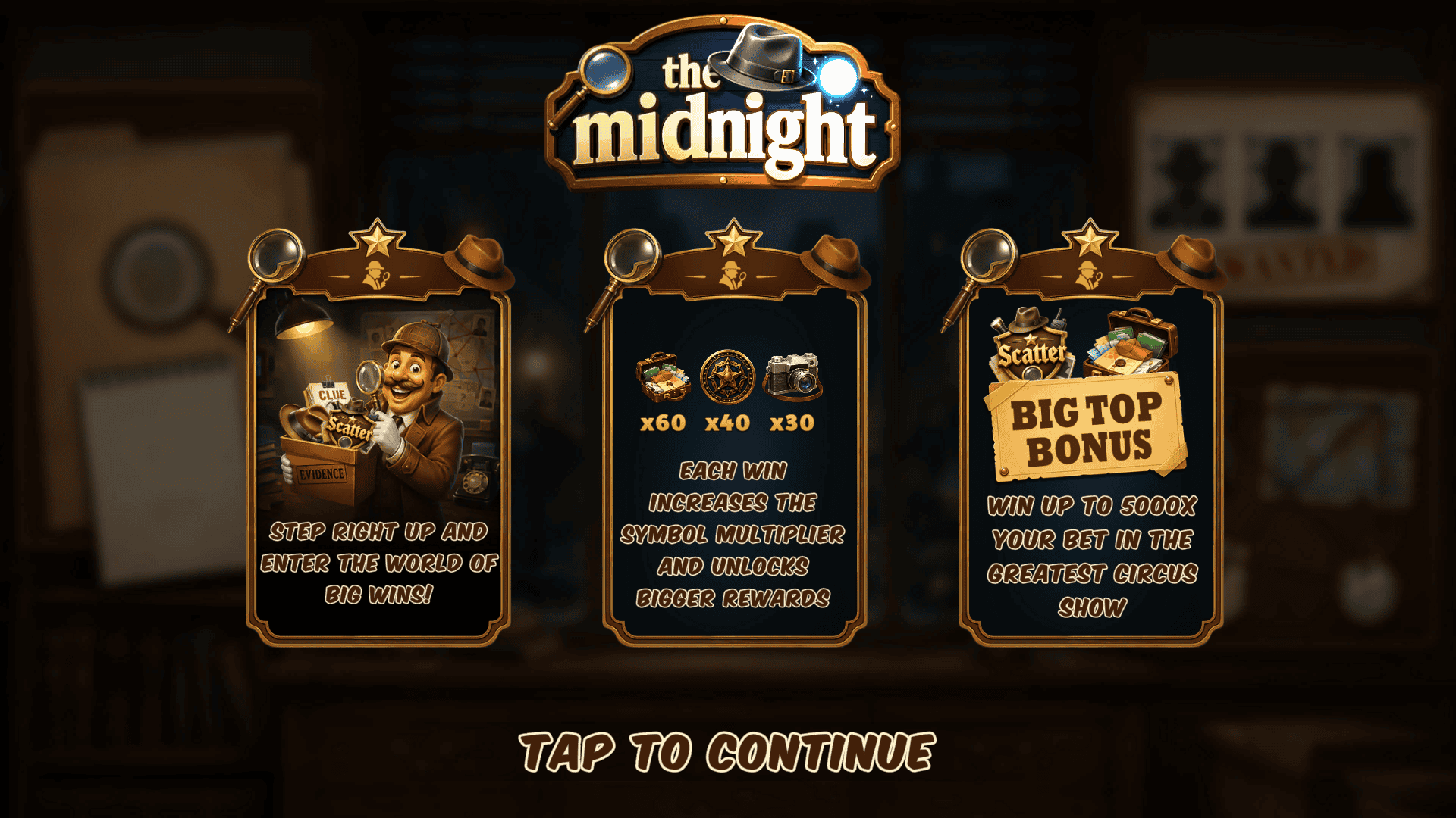 The Midnight slot intro screen