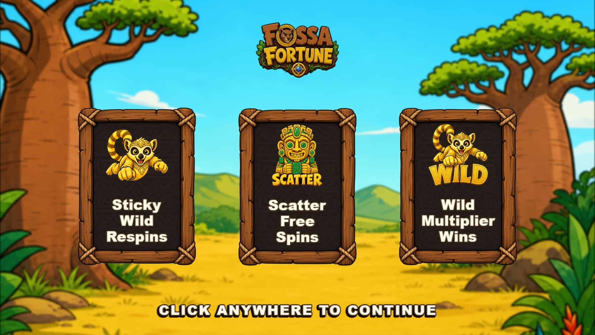 Fossa Fortune slot intro screen