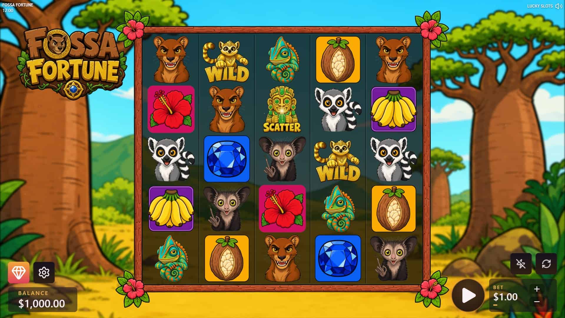 Fossa Fortune slot gameplay reels