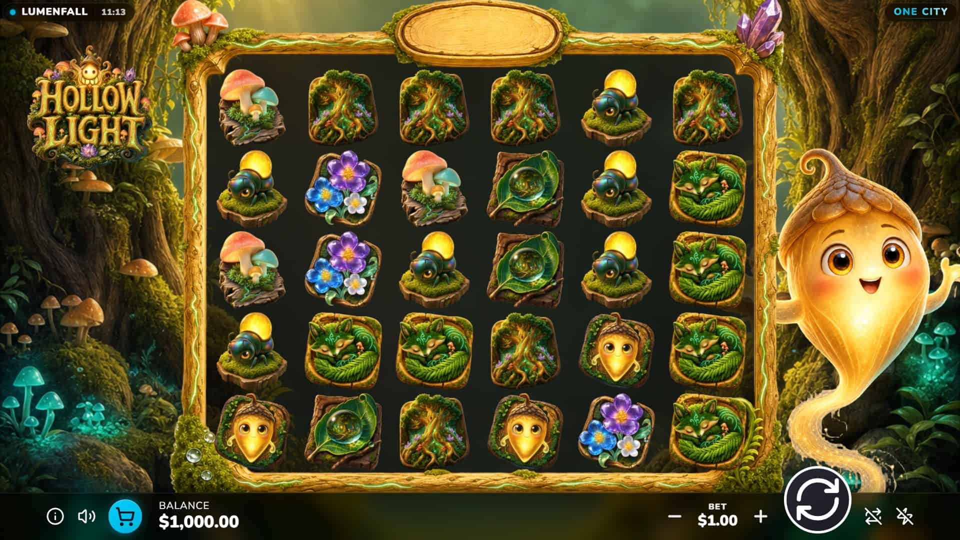 Hollow Light slot gameplay reels