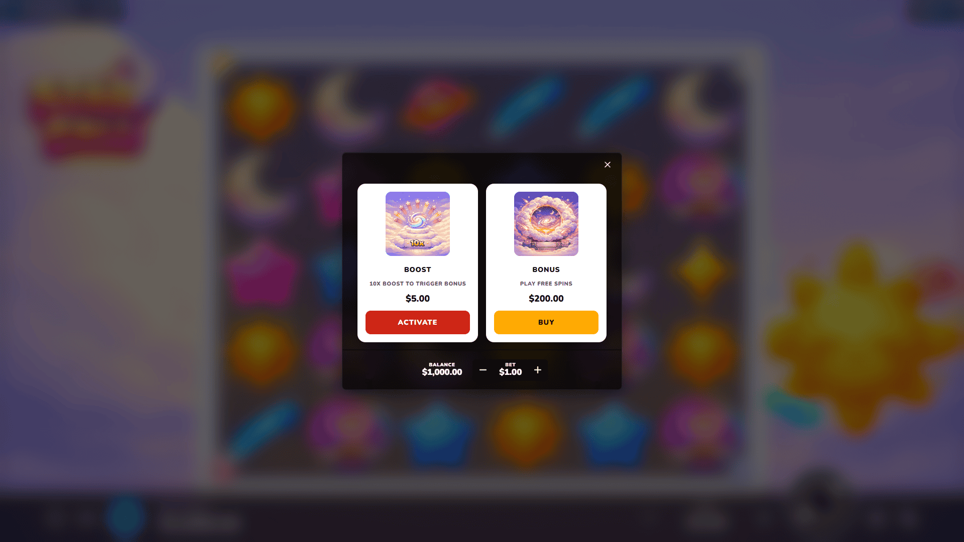 Starfall bonus buy menu