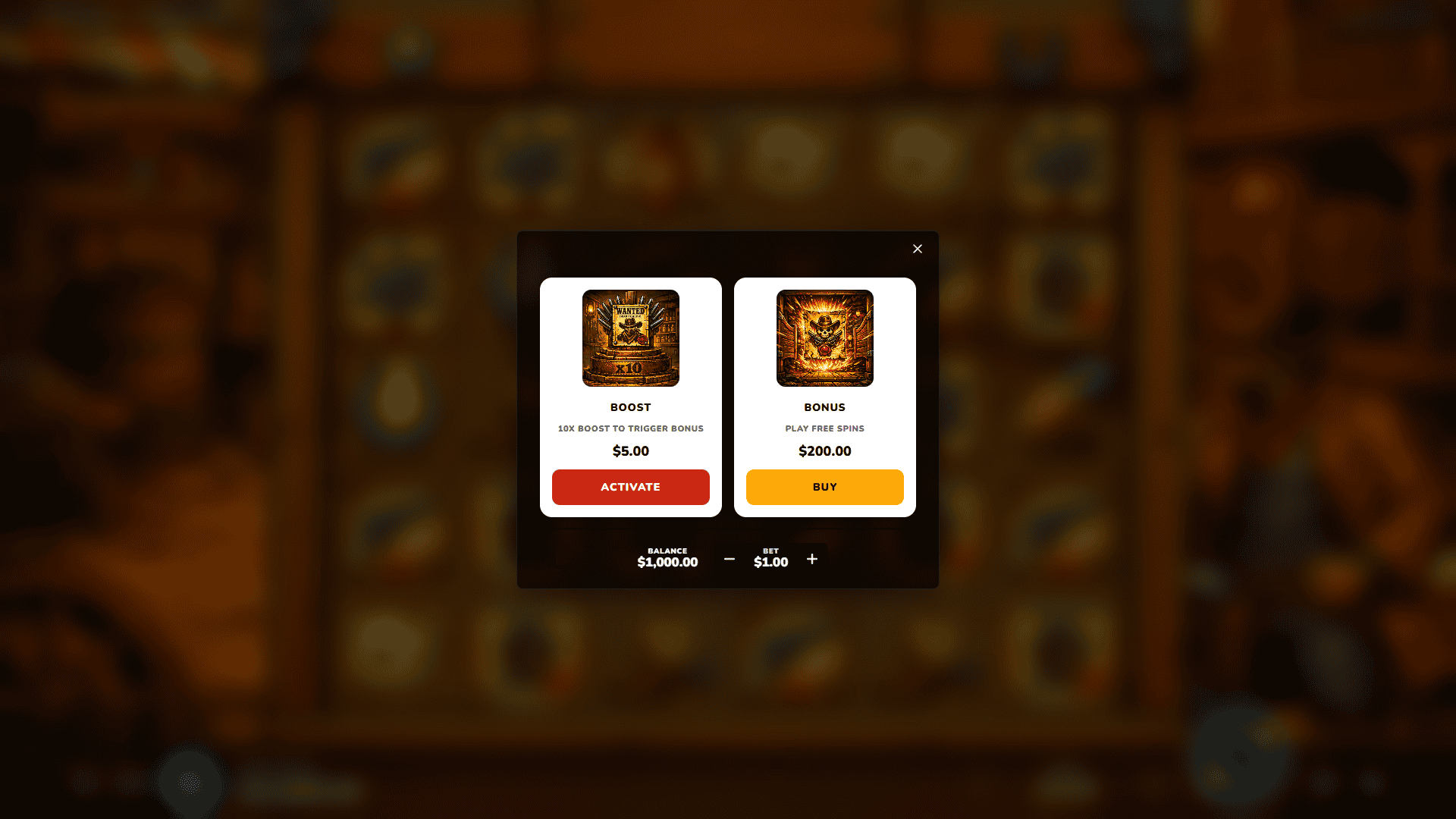Sundown Vengeance bonus buy menu