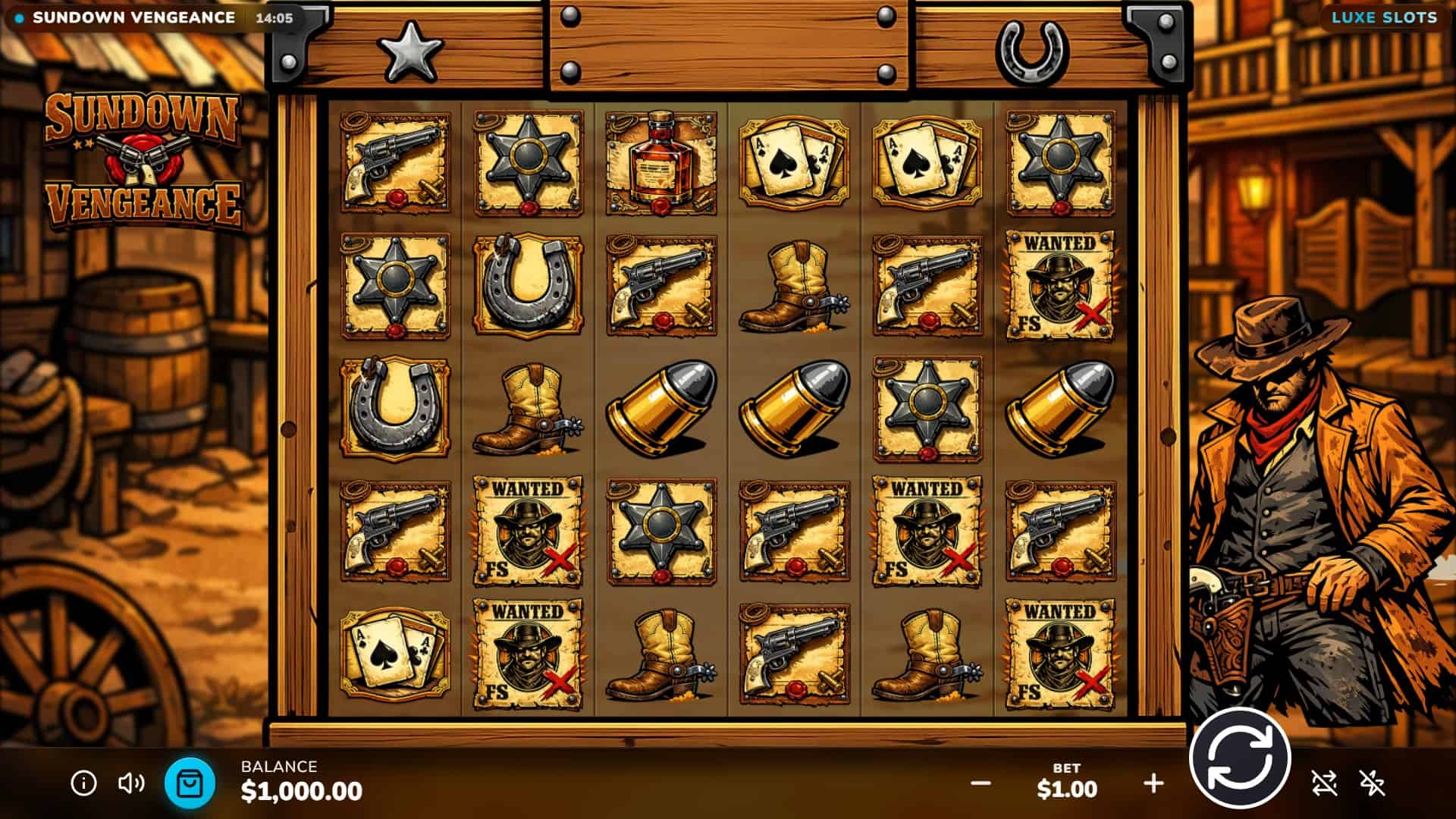 Sundown Vengeance slot gameplay reels