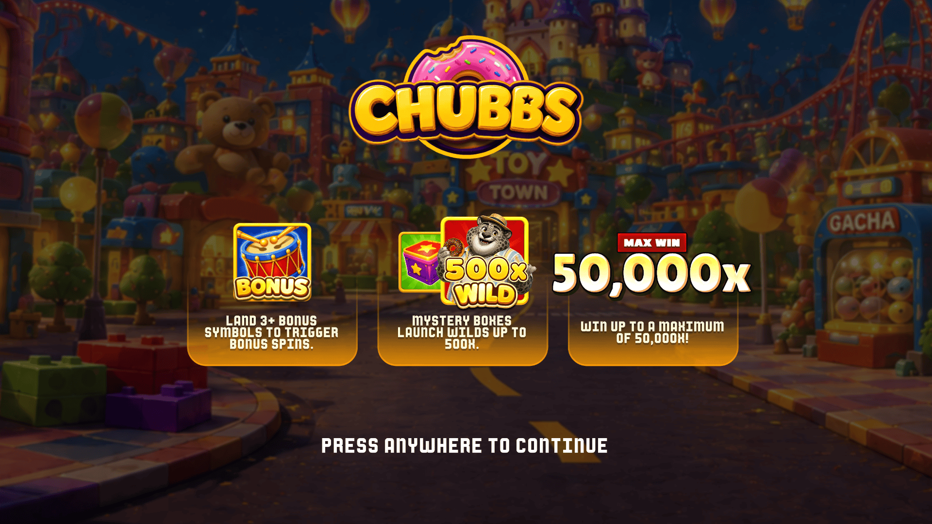 Chubbs slot intro screen