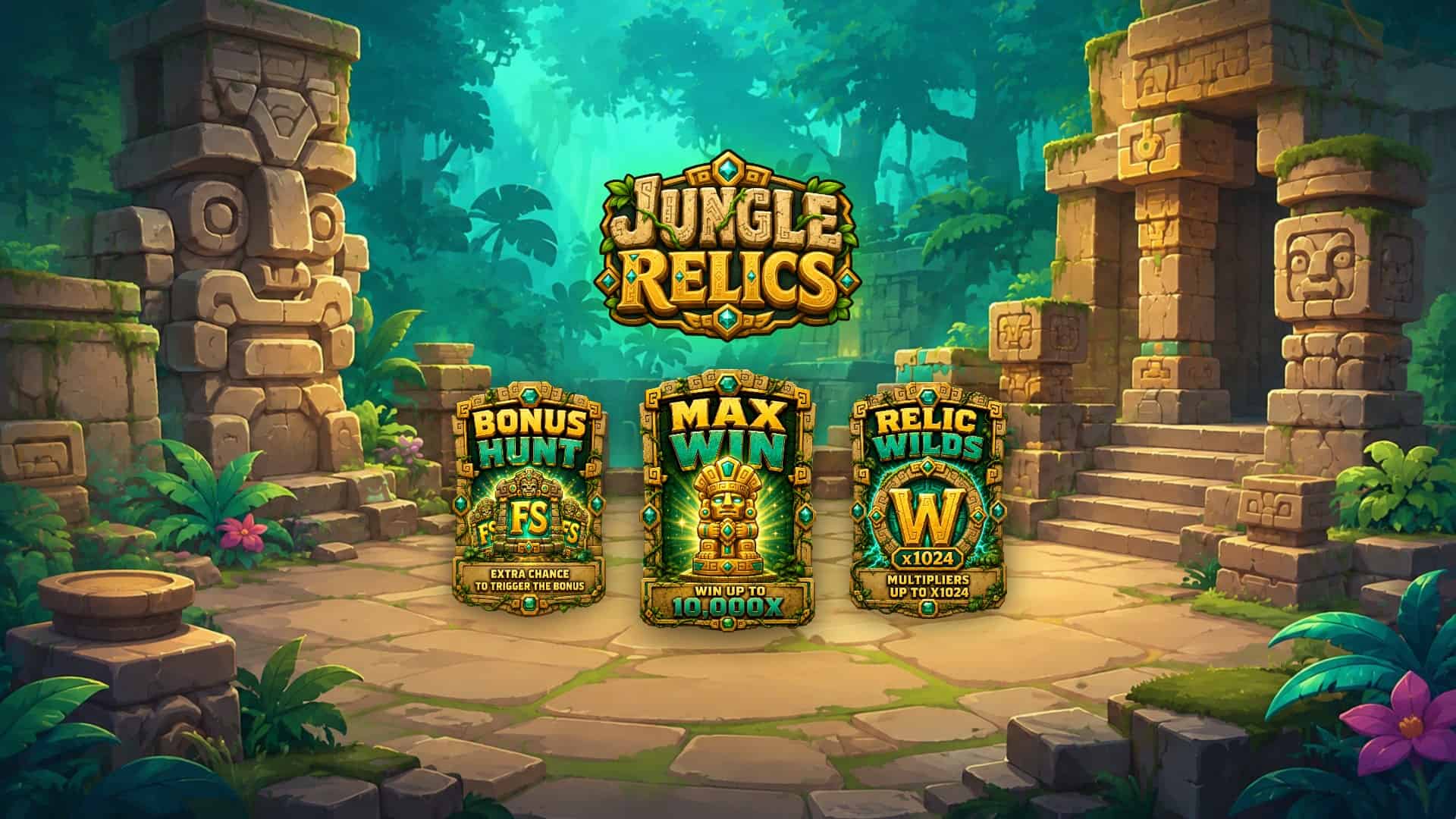 Jungle Relics slot intro screen