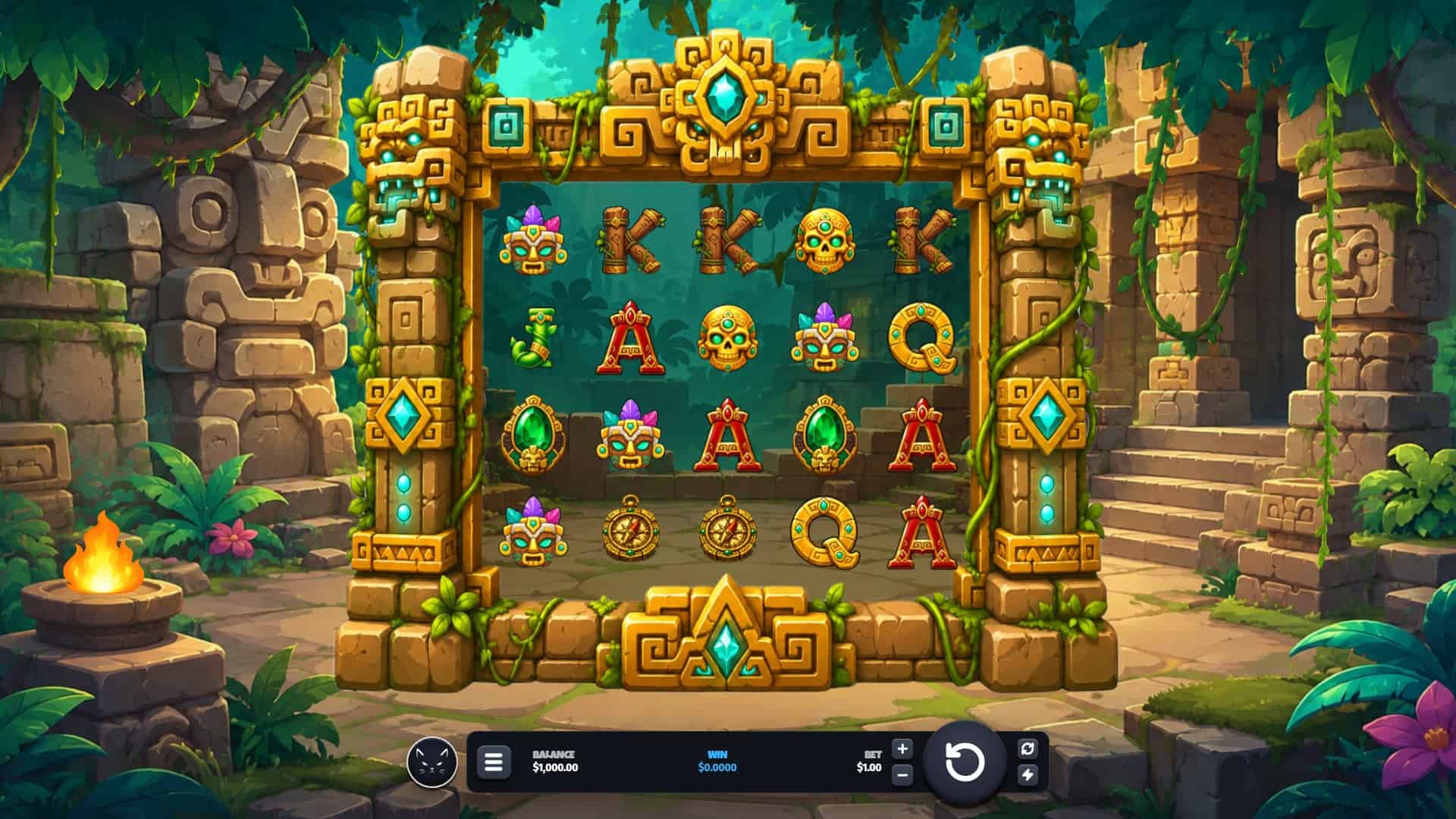 Jungle Relics slot gameplay reels