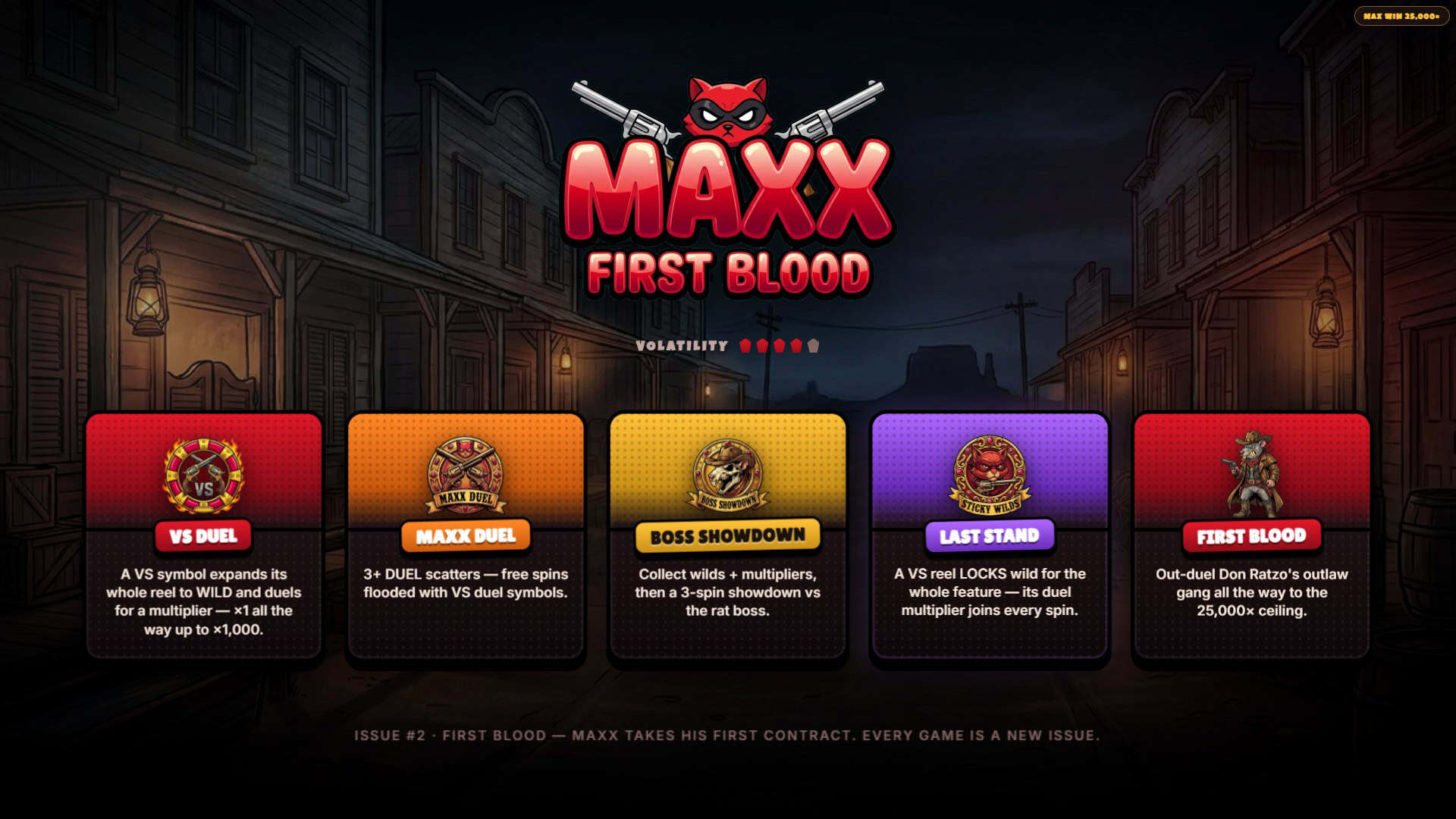 Maxx First Blood slot intro screen