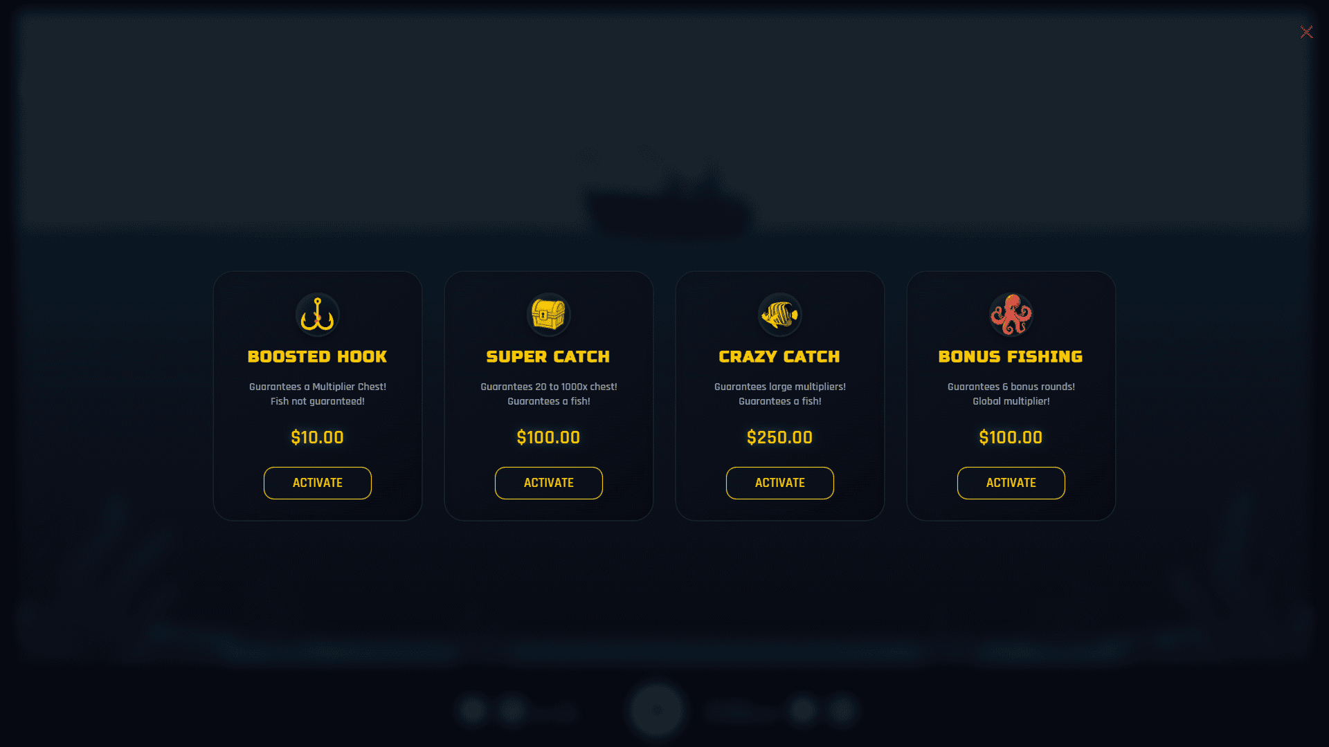 Fishing Star bonus buy menu